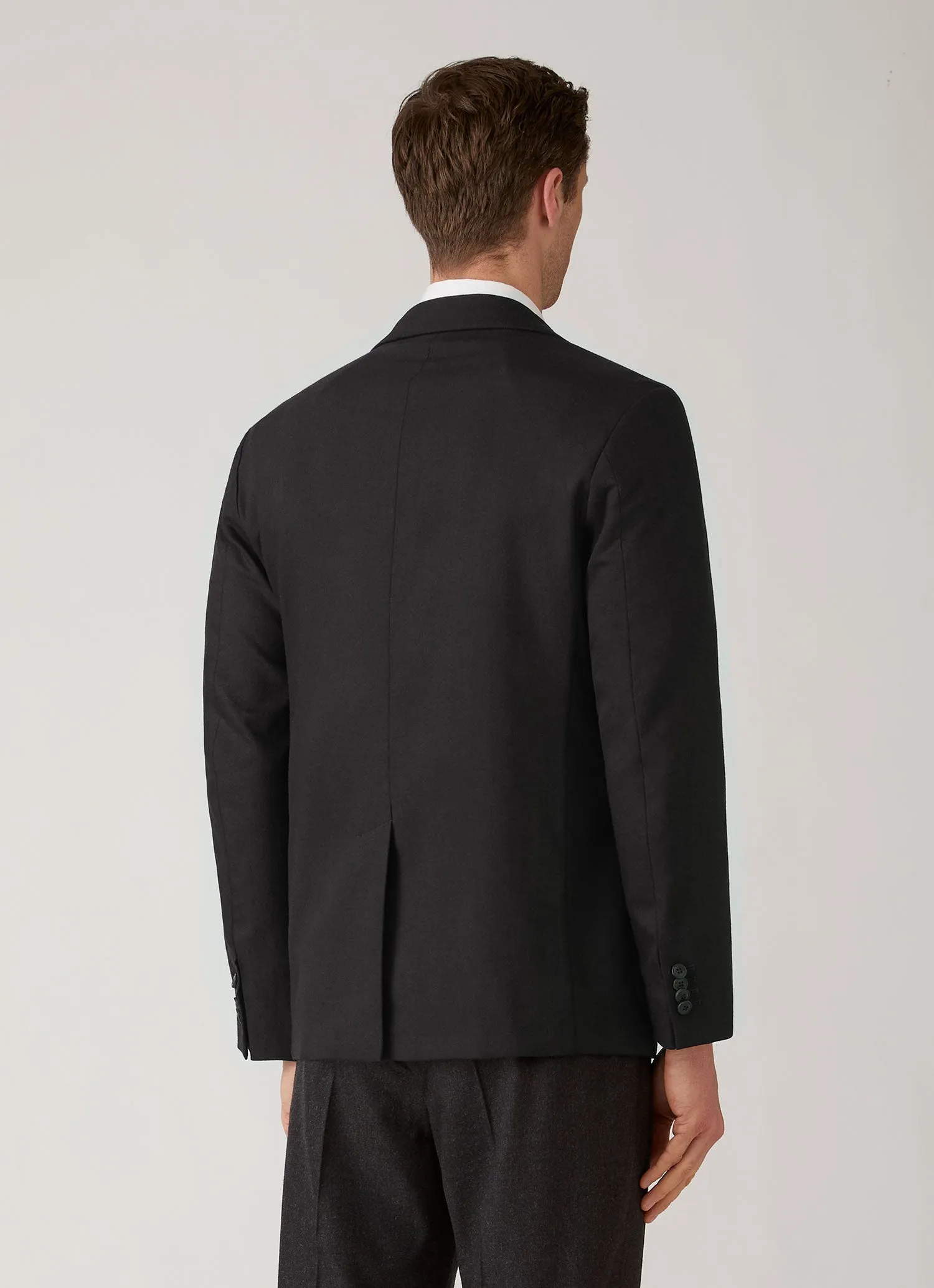Men's Wool Cashmere Flannel Blazer in Charcoal Melange sold by Sunspel product image thumbnail 5