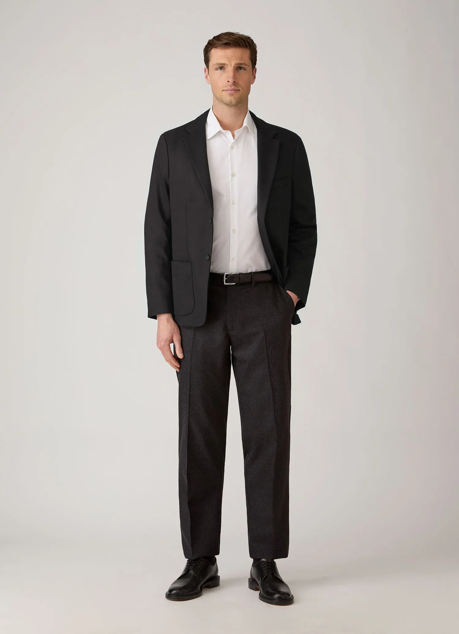 Men's Wool Cashmere Flannel Blazer in Charcoal Melange sold by Sunspel product image thumbnail 3