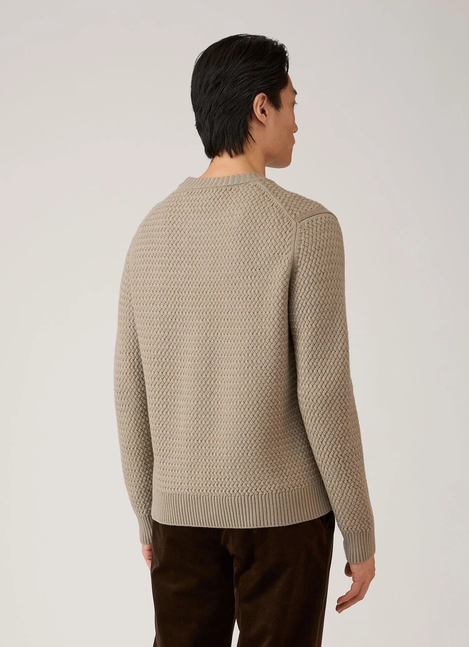 Men's Merino Wool Basketweave Jumper in Stone sold by Sunspel product image thumbnail 5