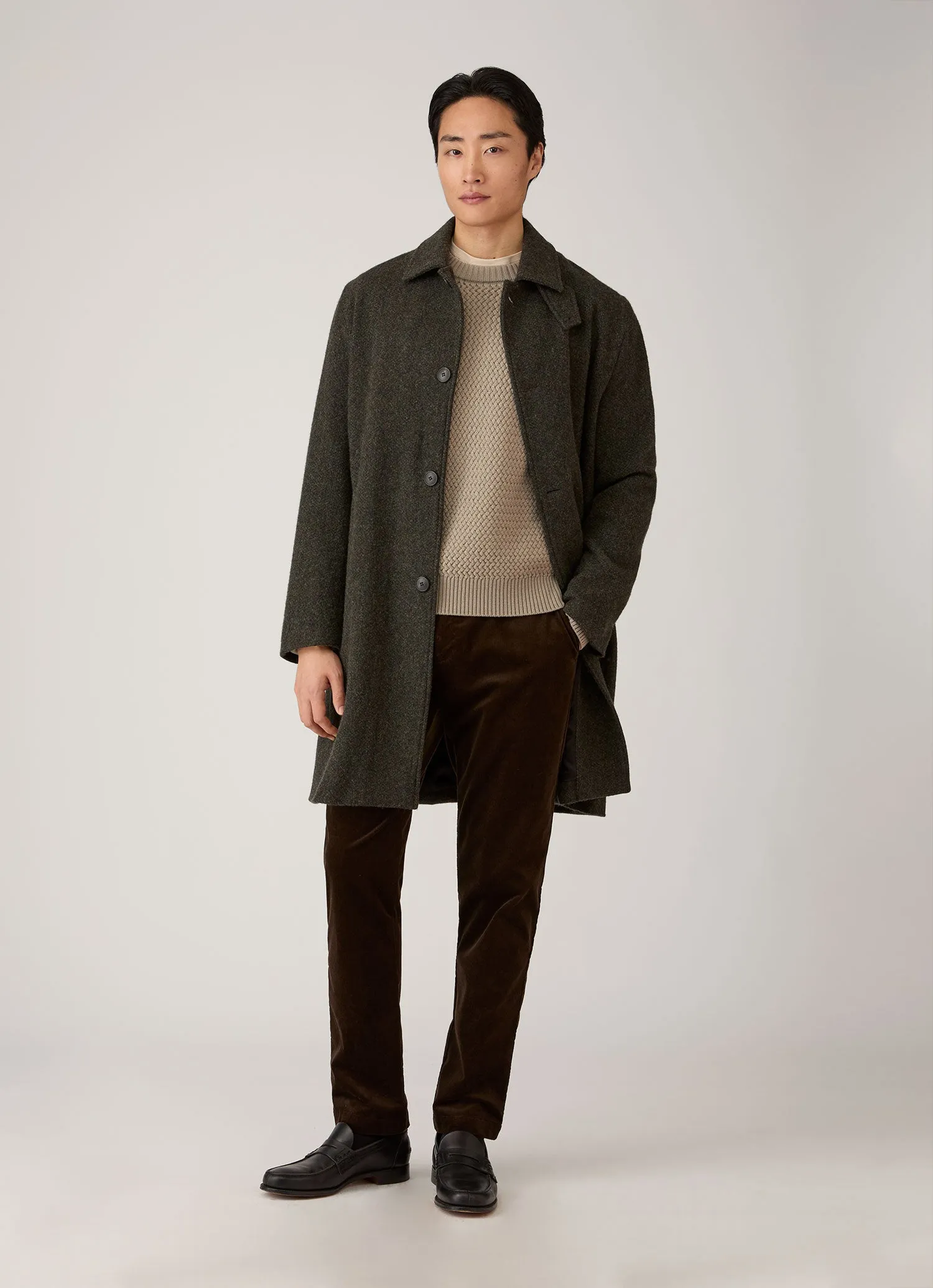 Men's Merino Wool Basketweave Jumper in Stone sold by Sunspel product image thumbnail 3