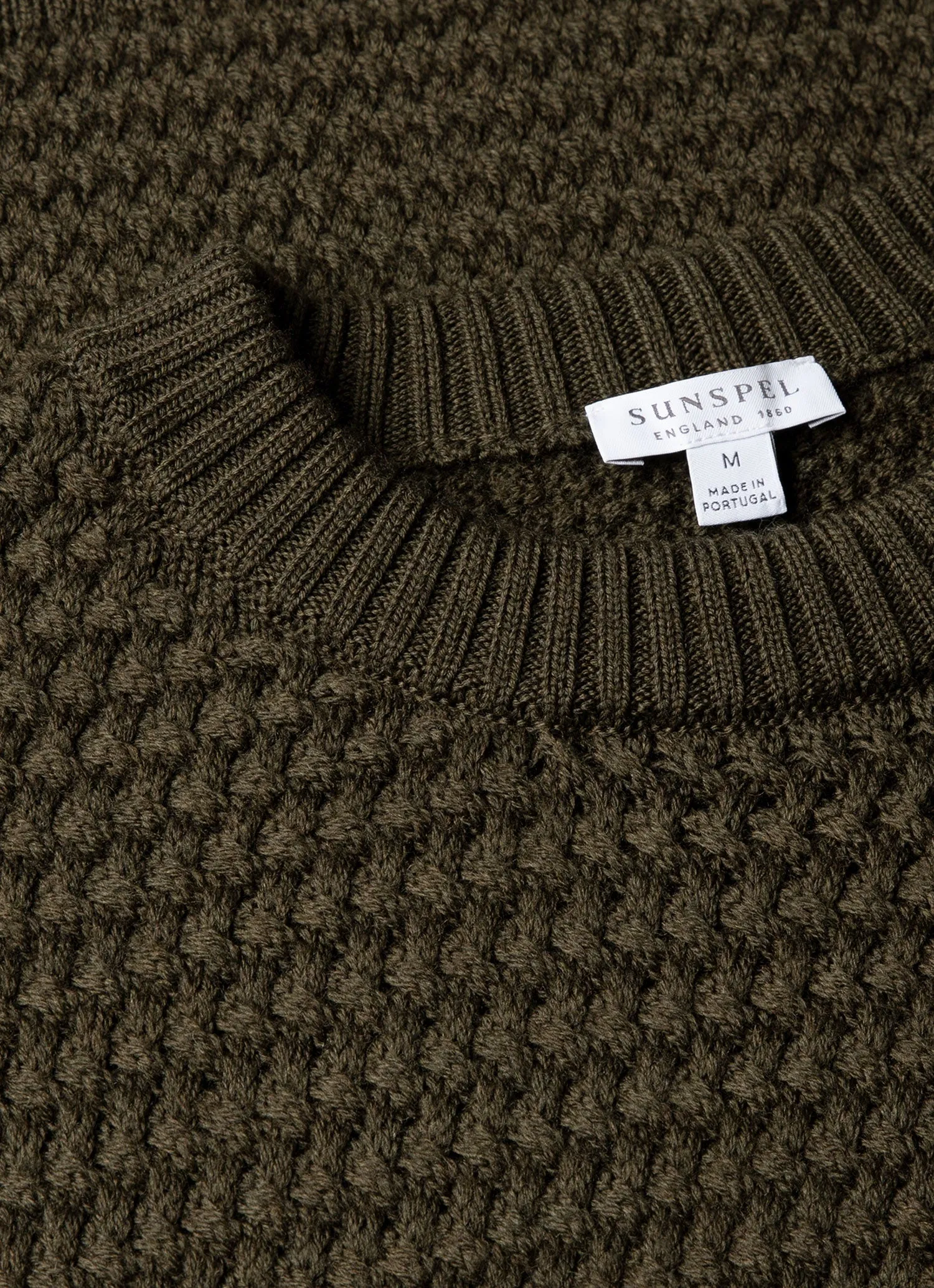 Men's Merino Wool Basketweave Jumper in Loden Green sold by Sunspel product image thumbnail 4