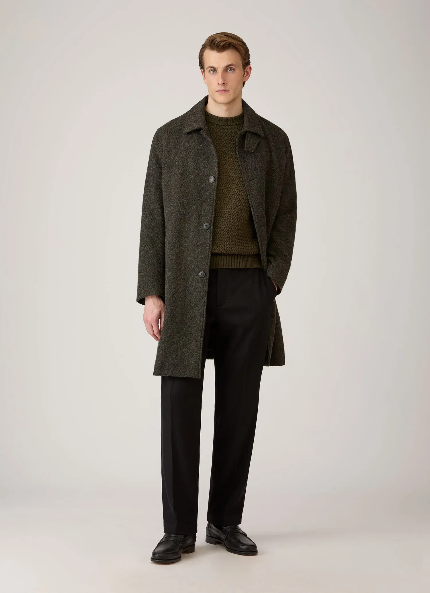 Men's Merino Wool Basketweave Jumper in Loden Green sold by Sunspel product image thumbnail 3