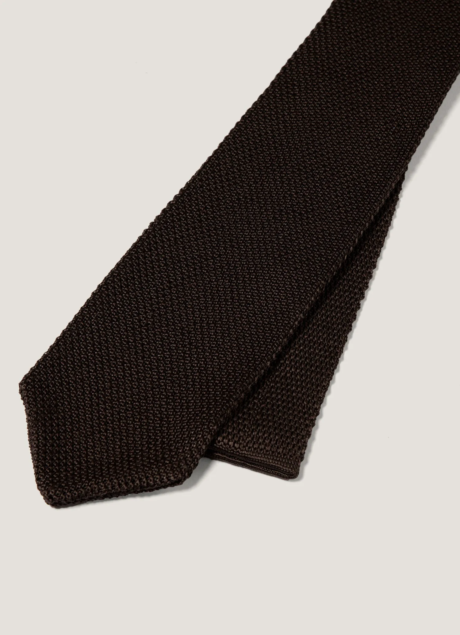 Men's Silk Knitted Tie in Dark Chocolate sold by Sunspel product image thumbnail 2
