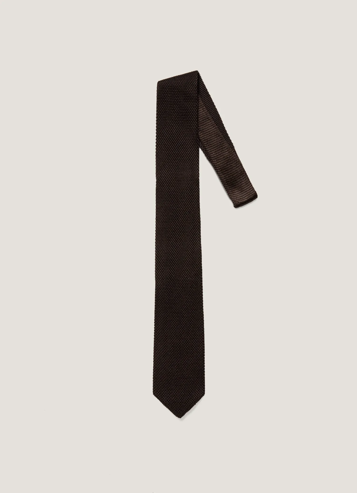 Men's Silk Knitted Tie in Dark Chocolate sold by Sunspel
