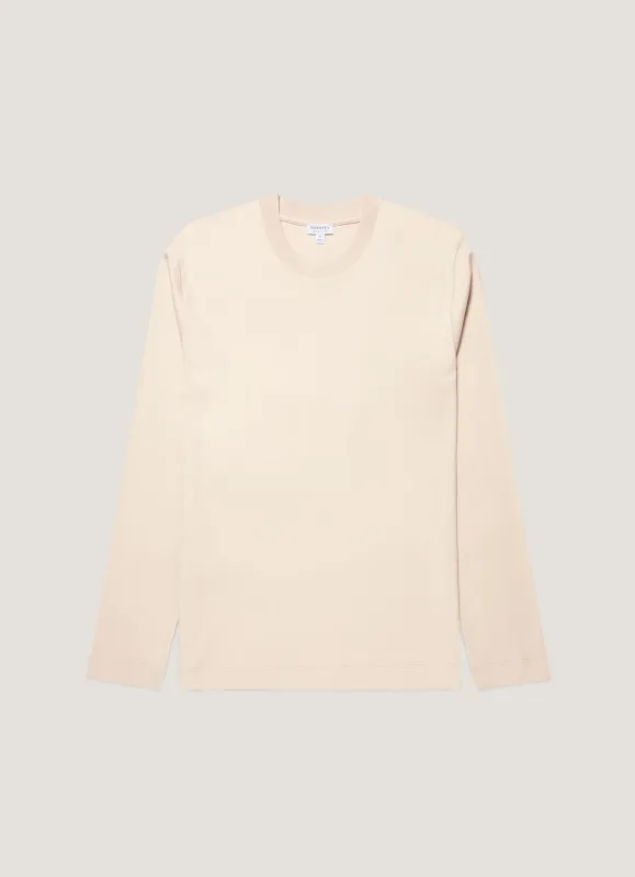 Men's Long Sleeve Heavyweight T-shirt in Swansdown made by Sunspel
