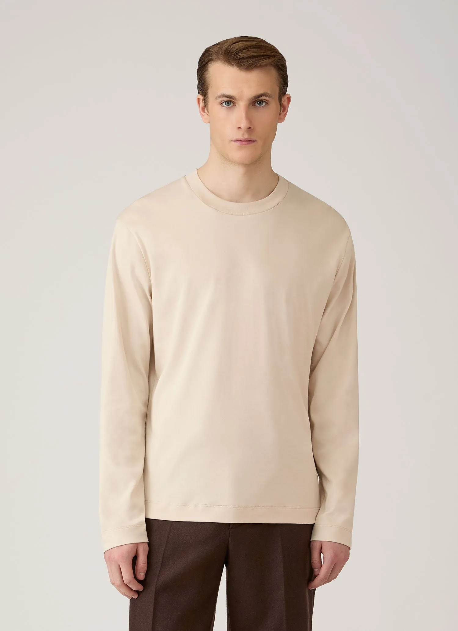 Men's Long Sleeve Heavyweight T-shirt in Swansdown sold by Sunspel product image thumbnail 2
