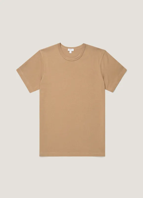 Men's Heavyweight Classic T-shirt in Dark Beige made by Sunspel