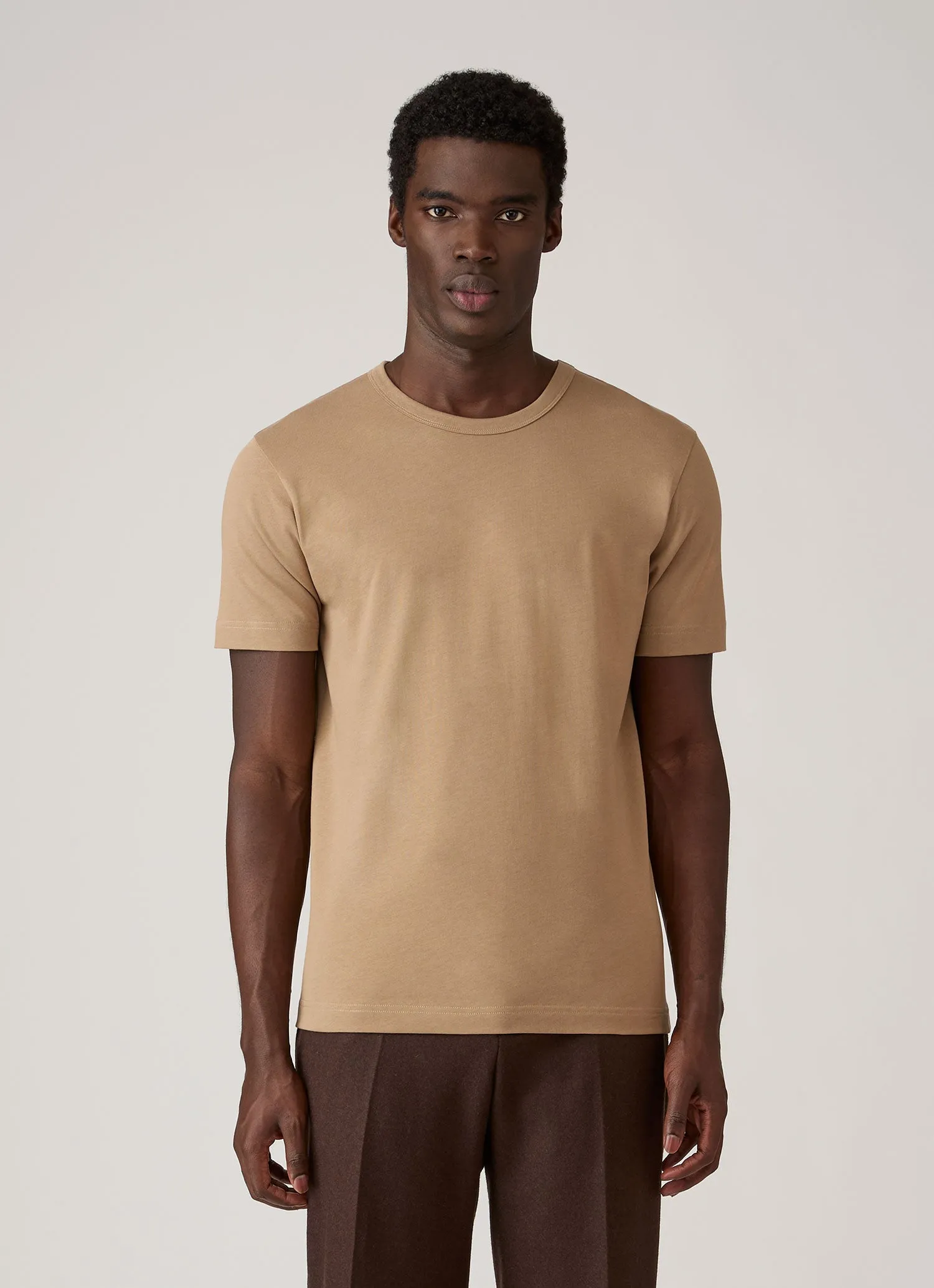 Men's Heavyweight Classic T-shirt in Dark Beige sold by Sunspel product image thumbnail 2