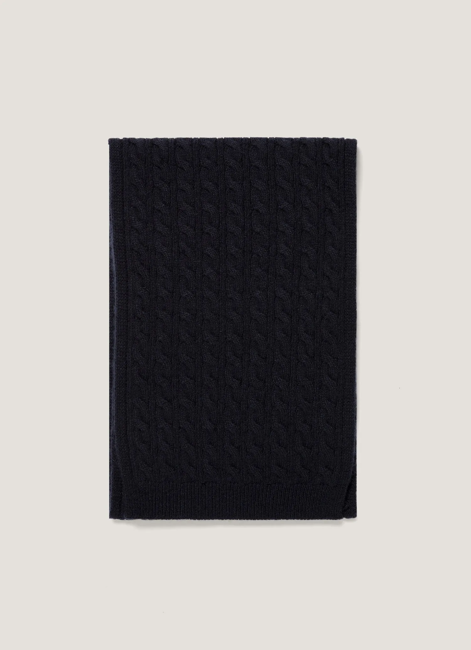 Men's Cashmere Cable Scarf in Navy sold by Sunspel