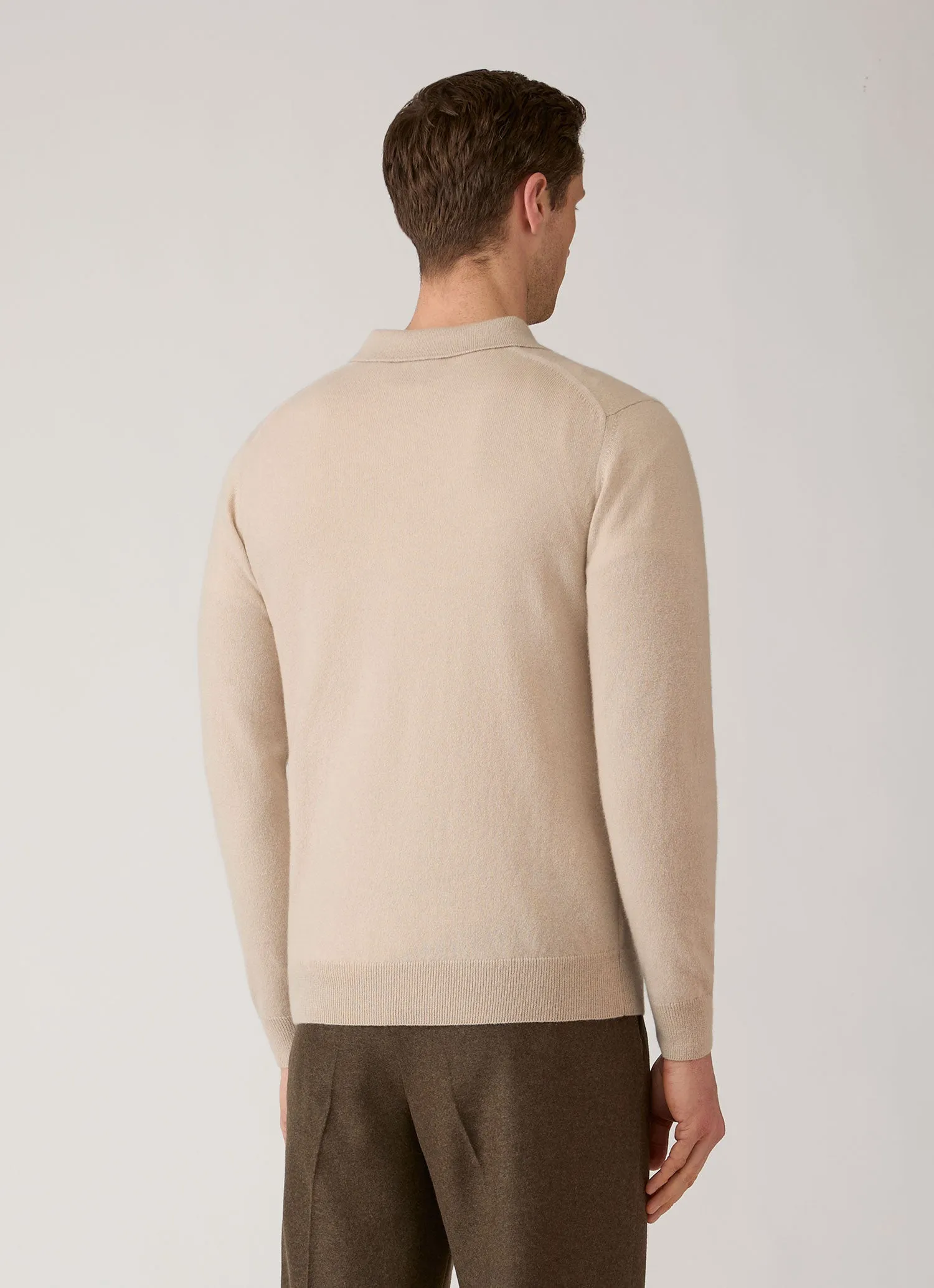 Men's Cashmere Knitted Polo Shirt in Swansdown sold by Sunspel product image thumbnail 5