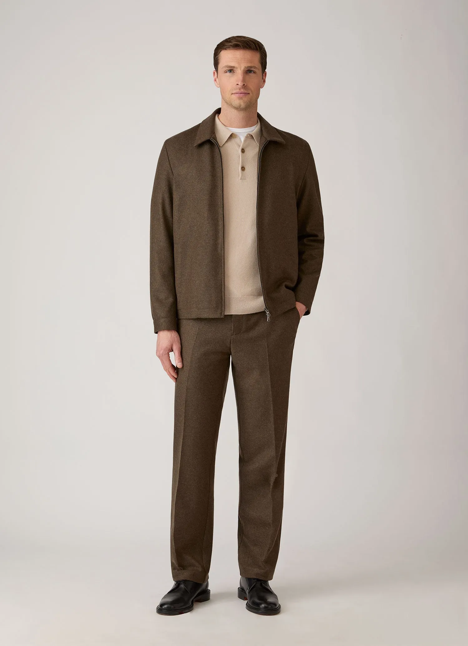 Men's Cashmere Knitted Polo Shirt in Swansdown sold by Sunspel product image thumbnail 3