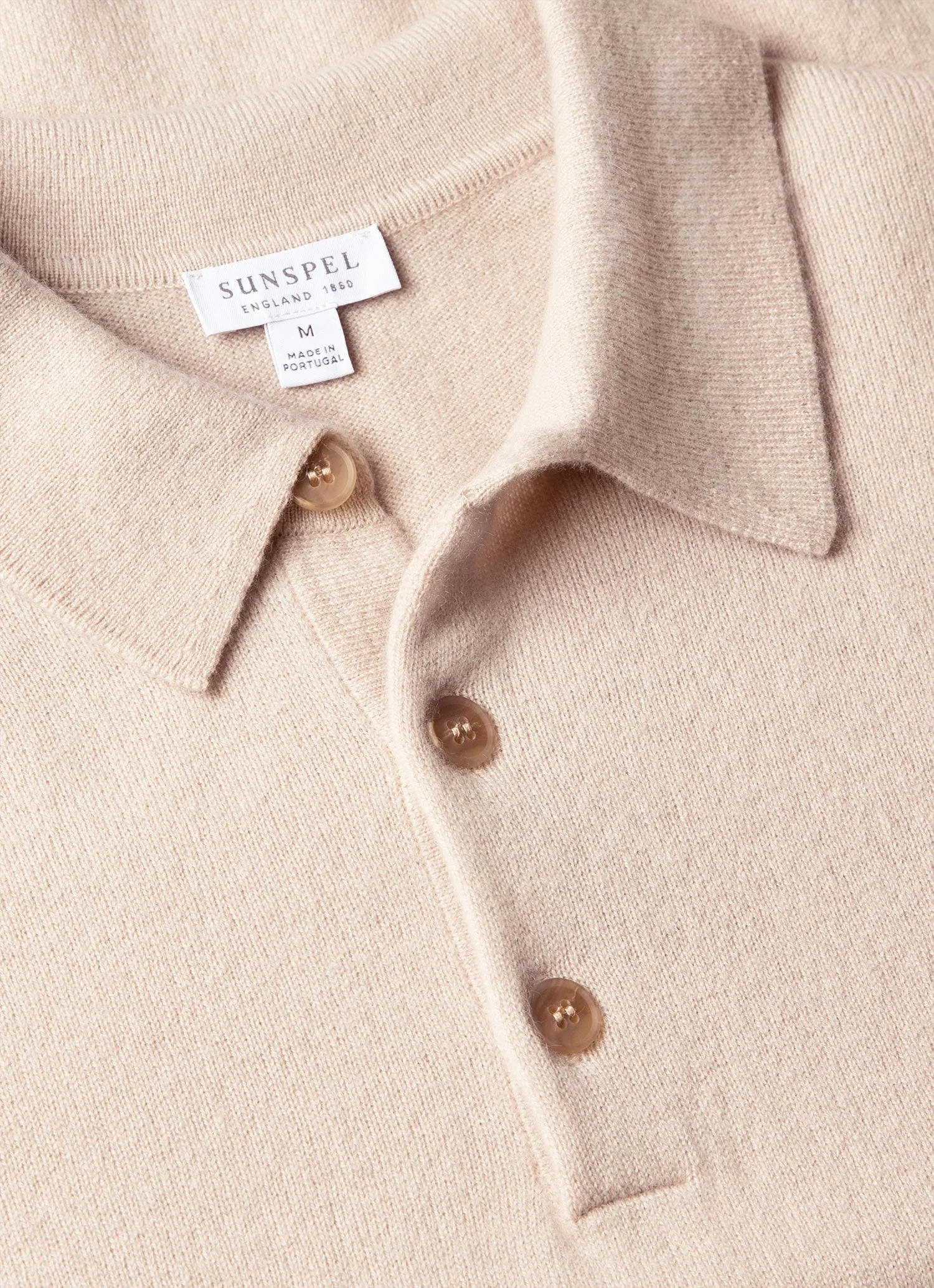 Men's Cashmere Knitted Polo Shirt in Swansdown sold by Sunspel product image thumbnail 4