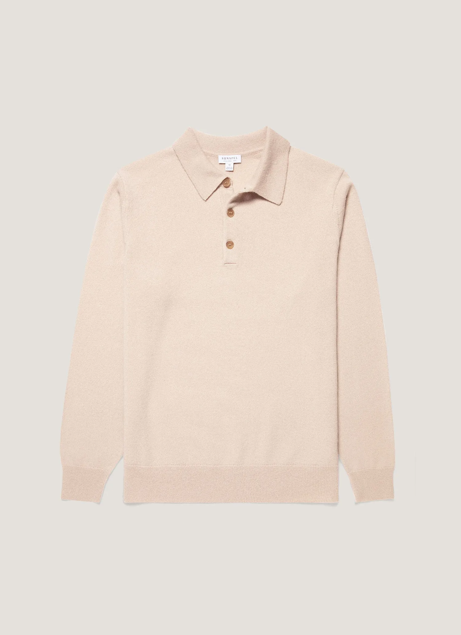 Men's Cashmere Knitted Polo Shirt in Swansdown sold by Sunspel