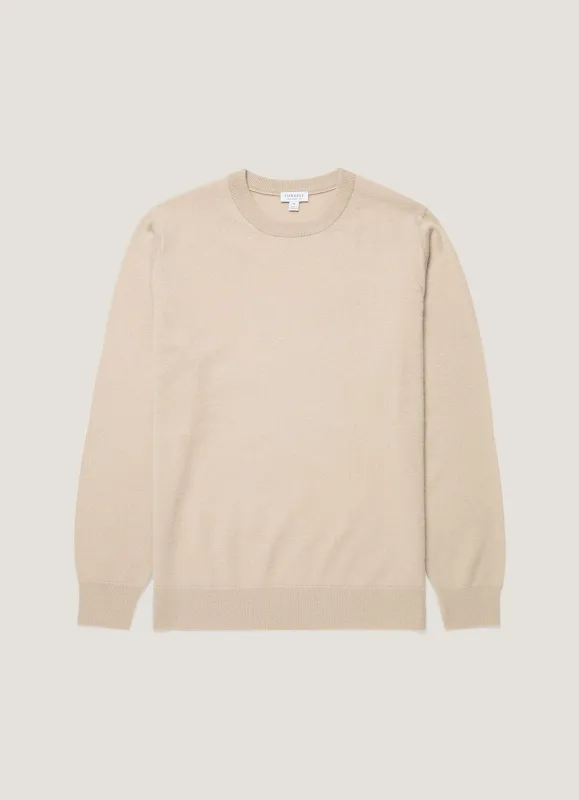 Men's Cashmere Crew Neck Jumper in Swansdown made by Sunspel