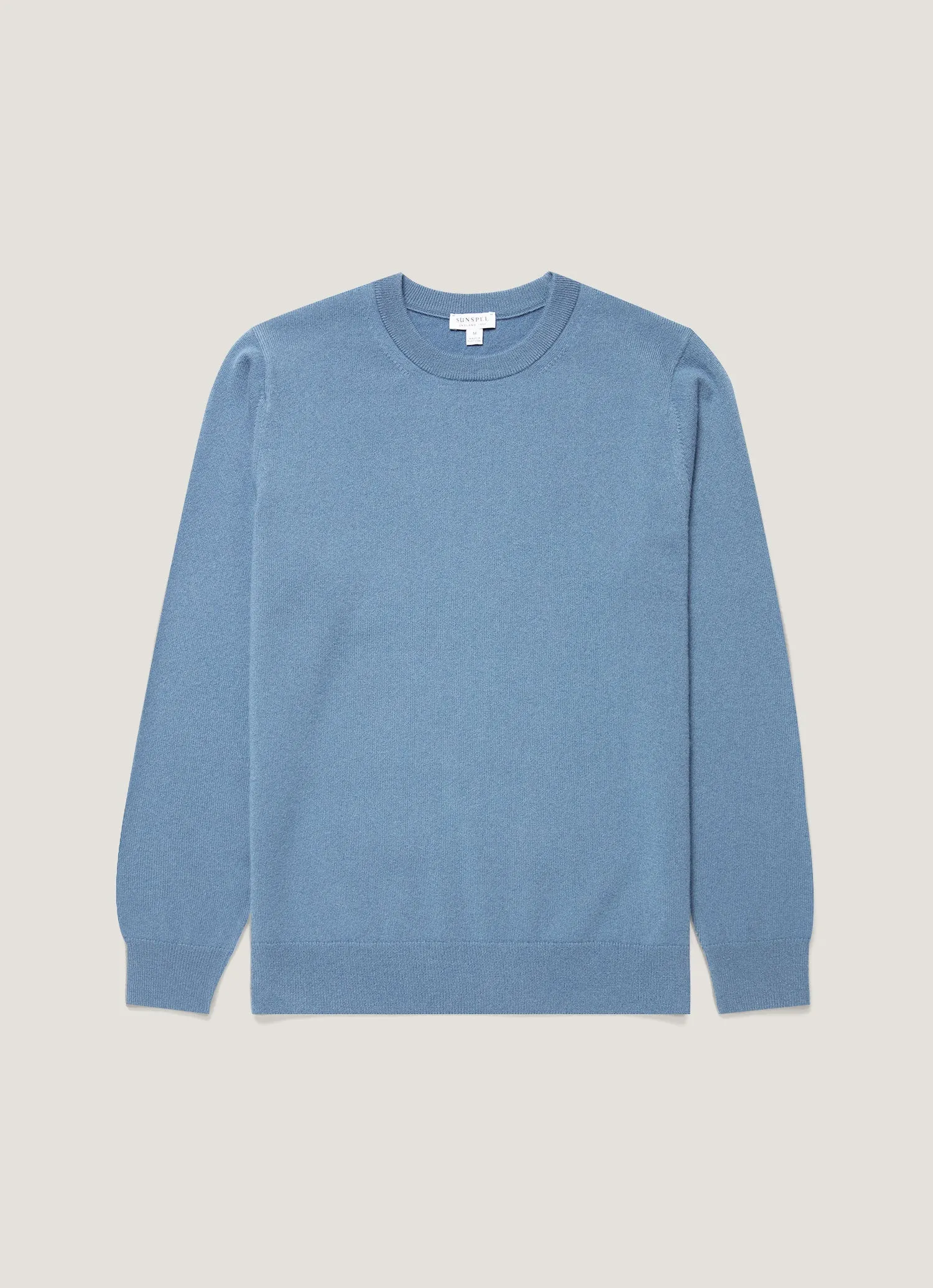 Men's Cashmere Crew Neck Jumper in Powder Blue sold by Sunspel