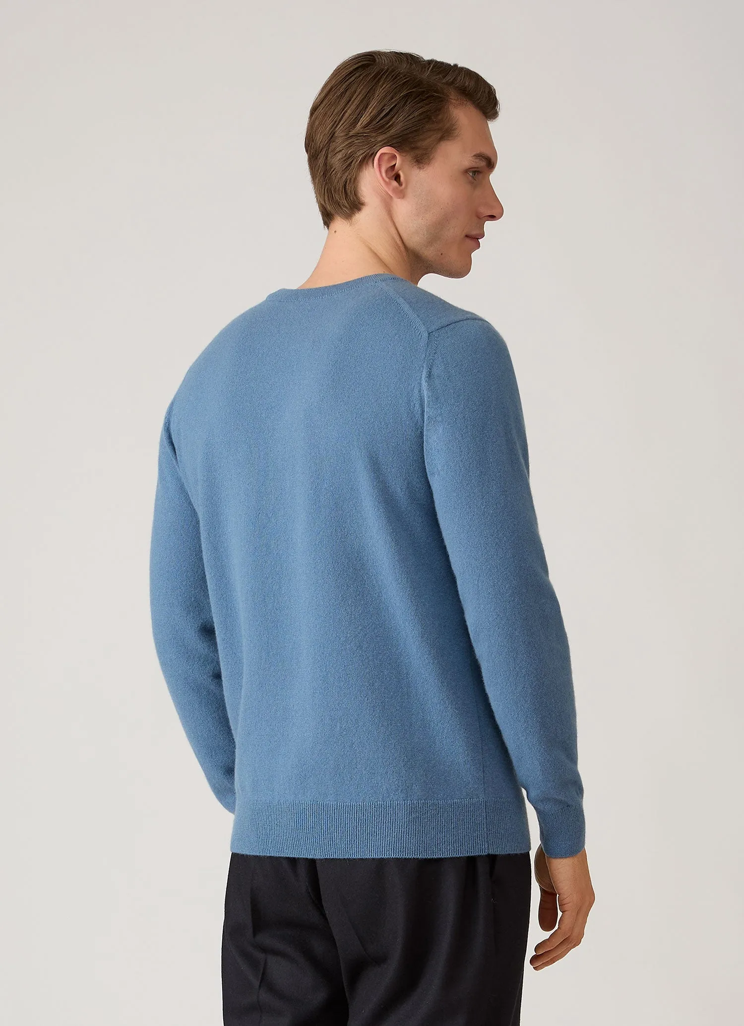 Men's Cashmere Crew Neck Jumper in Powder Blue sold by Sunspel product image thumbnail 5