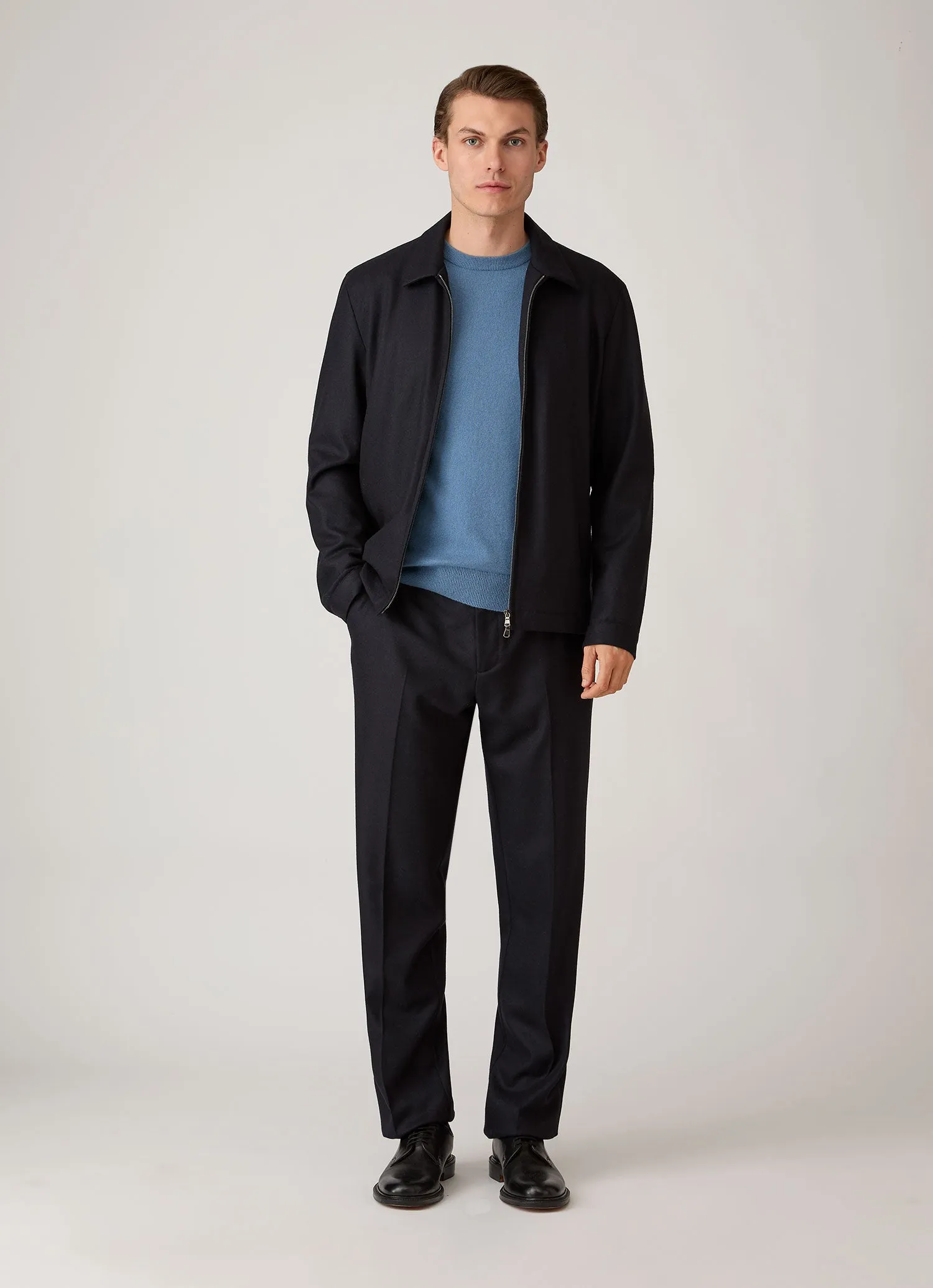 Men's Cashmere Crew Neck Jumper in Powder Blue sold by Sunspel product image thumbnail 3