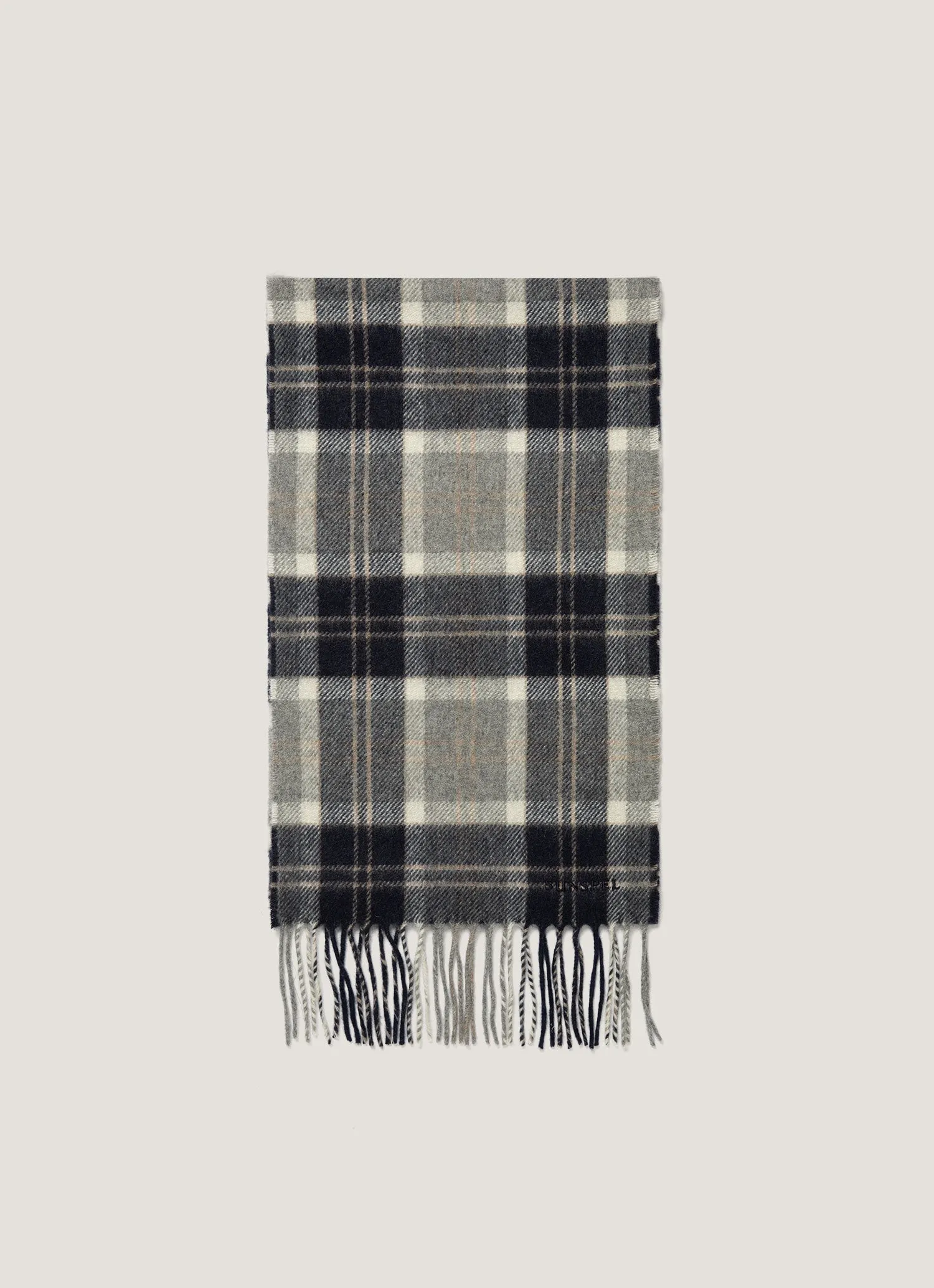 Men's Cashmere Scarf in Navy Check sold by Sunspel