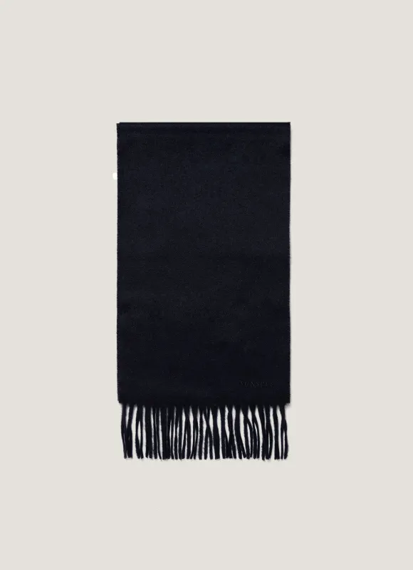 Men's Cashmere Scarf in Navy made by Sunspel