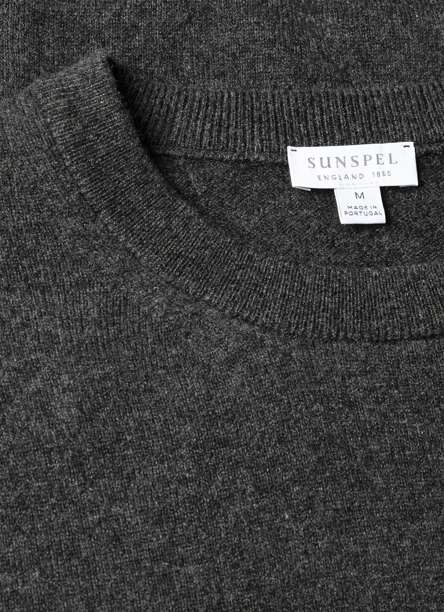 Men's Cashmere Crew Neck Jumper in Charcoal Melange sold by Sunspel product image thumbnail 4