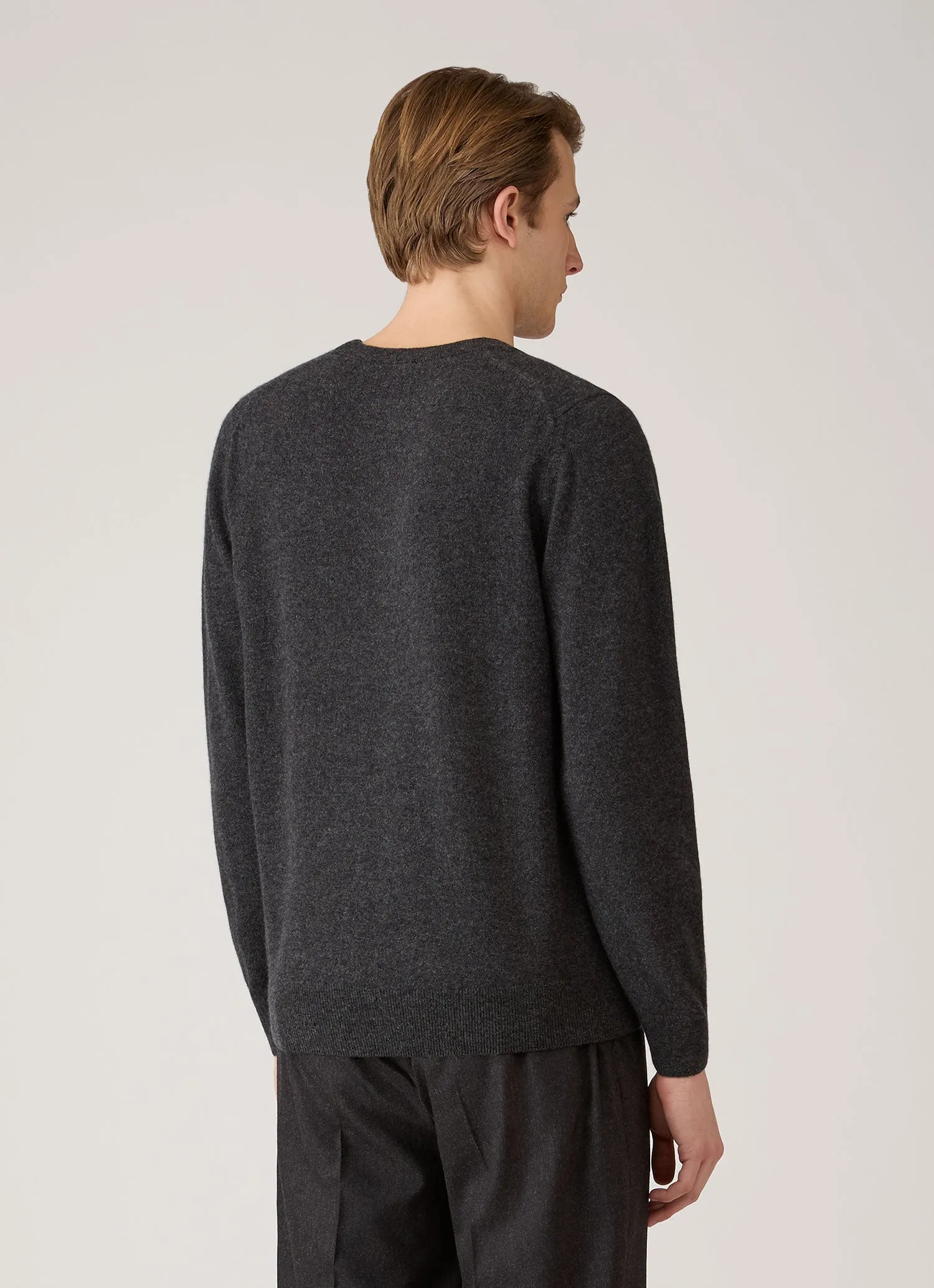 Men's Cashmere Crew Neck Jumper in Charcoal Melange sold by Sunspel product image thumbnail 5