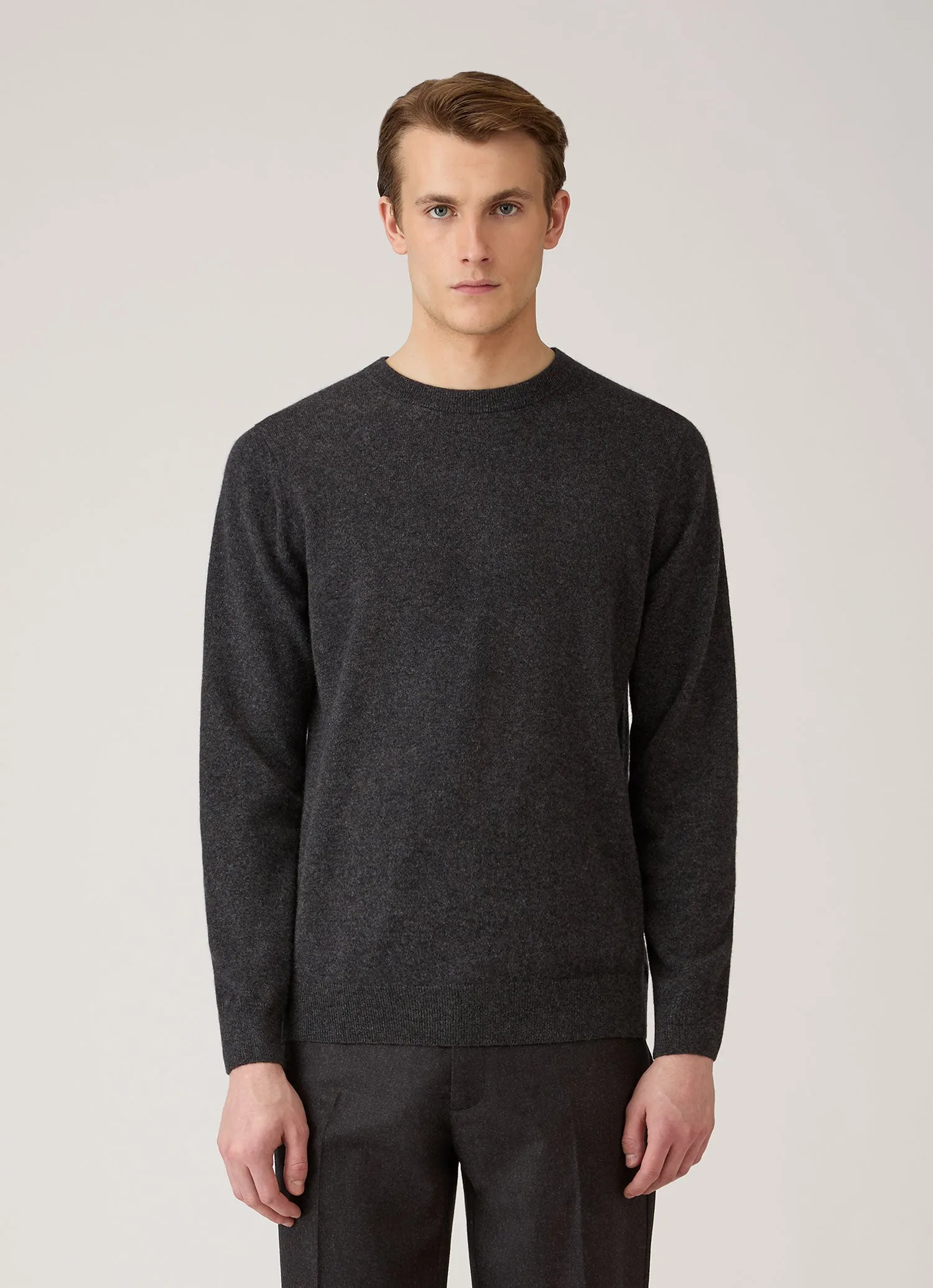 Men's Cashmere Crew Neck Jumper in Charcoal Melange sold by Sunspel product image thumbnail 2
