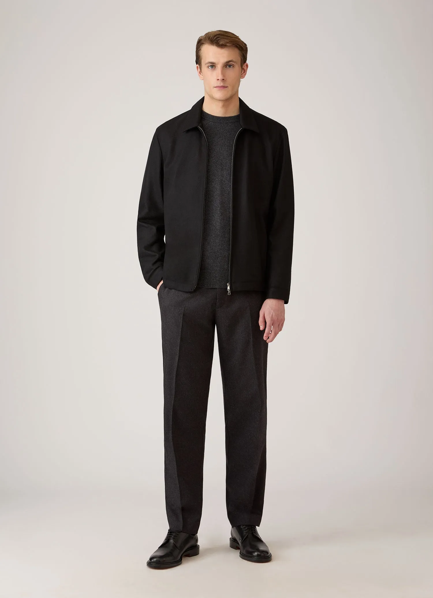Men's Cashmere Crew Neck Jumper in Charcoal Melange sold by Sunspel product image thumbnail 3