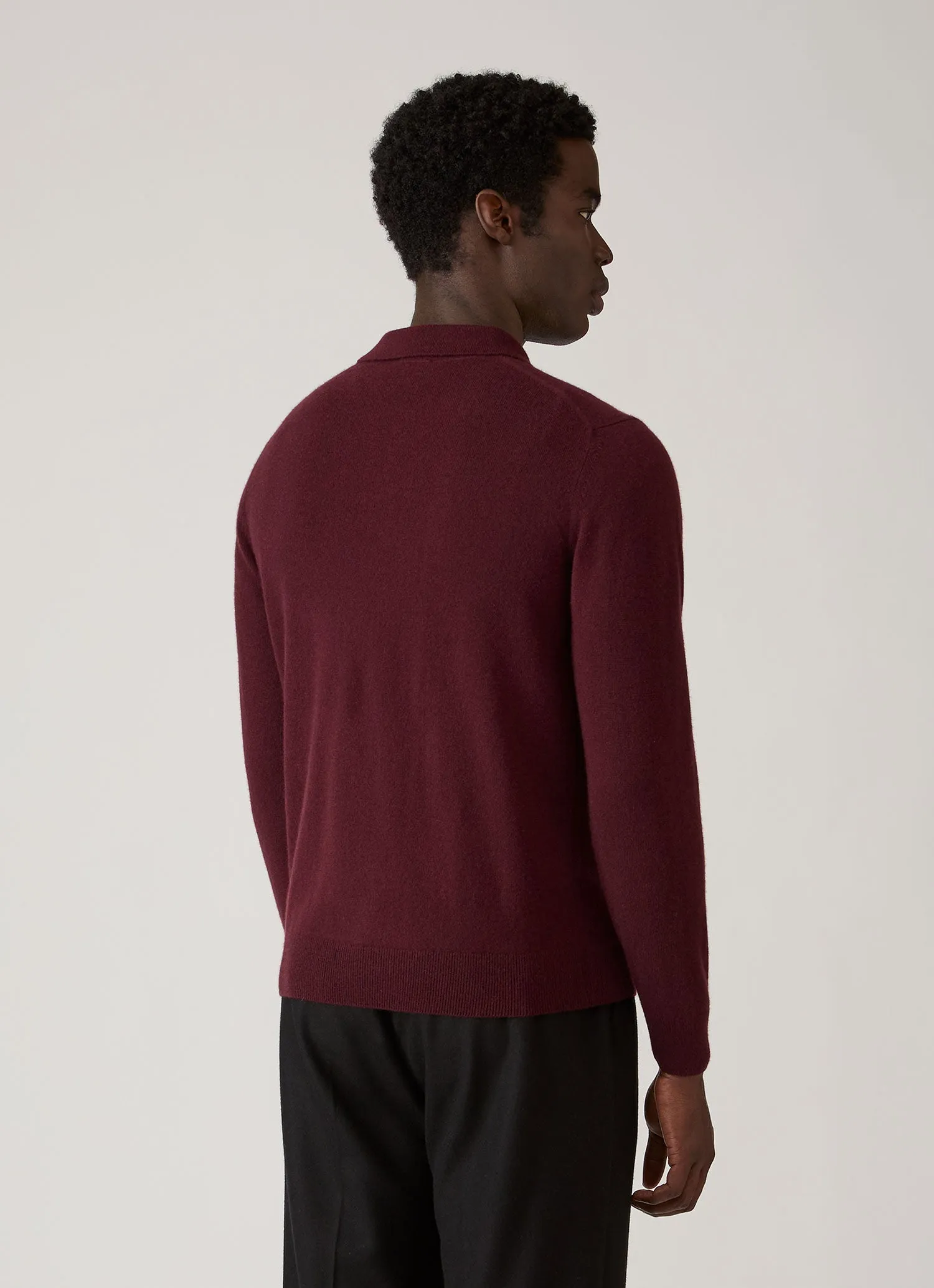 Men's Cashmere Knitted Polo Shirt in Bakelite sold by Sunspel product image thumbnail 5