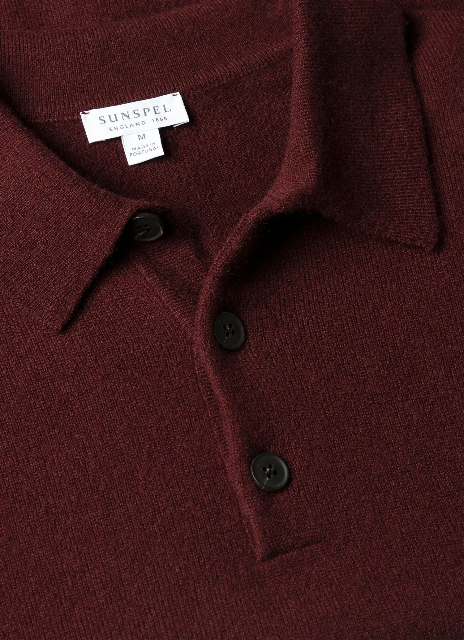 Men's Cashmere Knitted Polo Shirt in Bakelite sold by Sunspel product image thumbnail 4