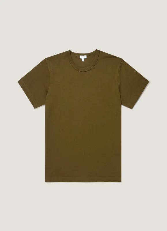 Men's Heavyweight Classic T-shirt in Loden Green made by Sunspel
