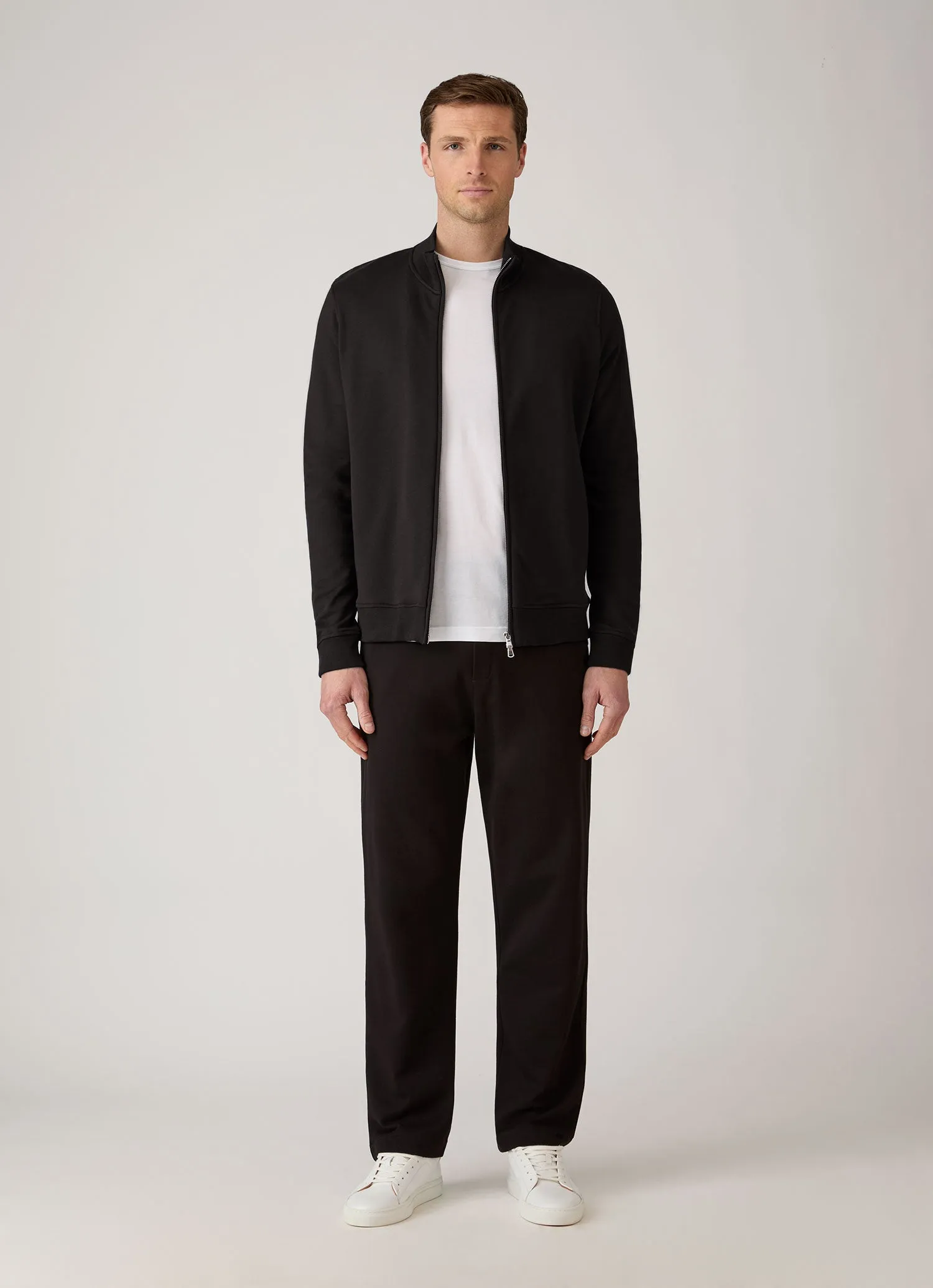 Men's Supima Loopback Zip Sweatshirt in Black sold by Sunspel product image thumbnail 3
