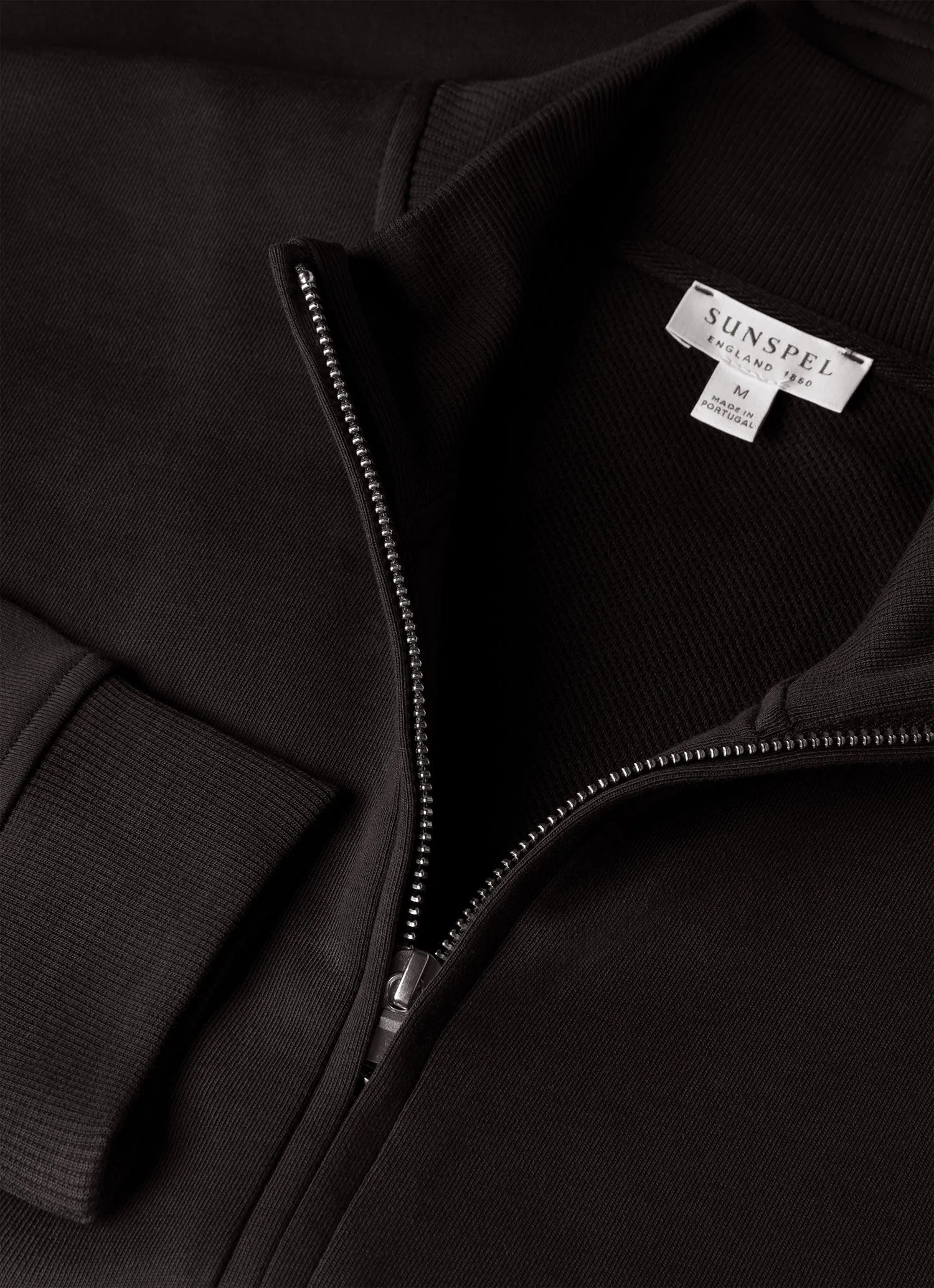 Men's Supima Loopback Zip Sweatshirt in Black sold by Sunspel product image thumbnail 4