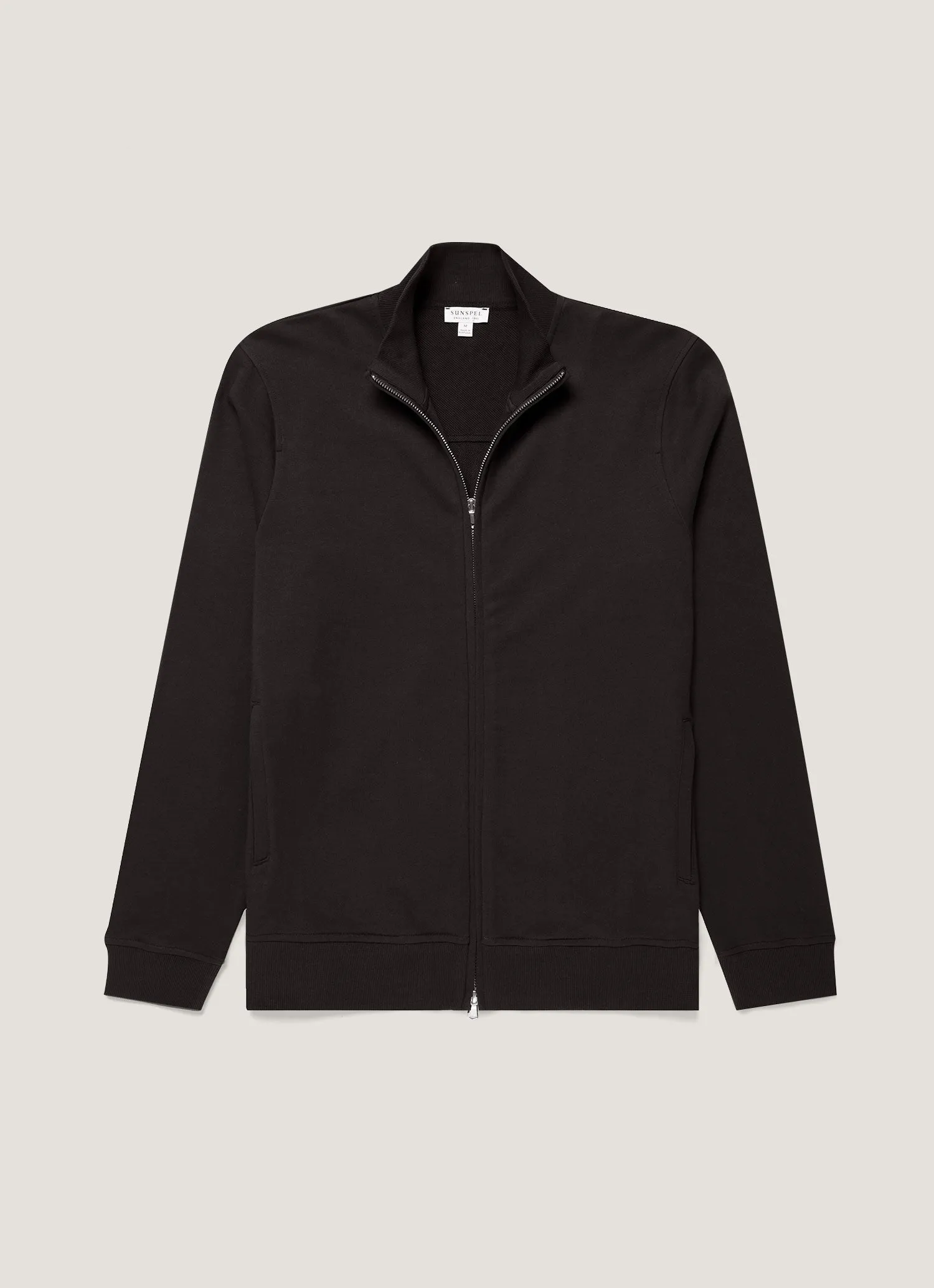 Men's Supima Loopback Zip Sweatshirt in Black sold by Sunspel