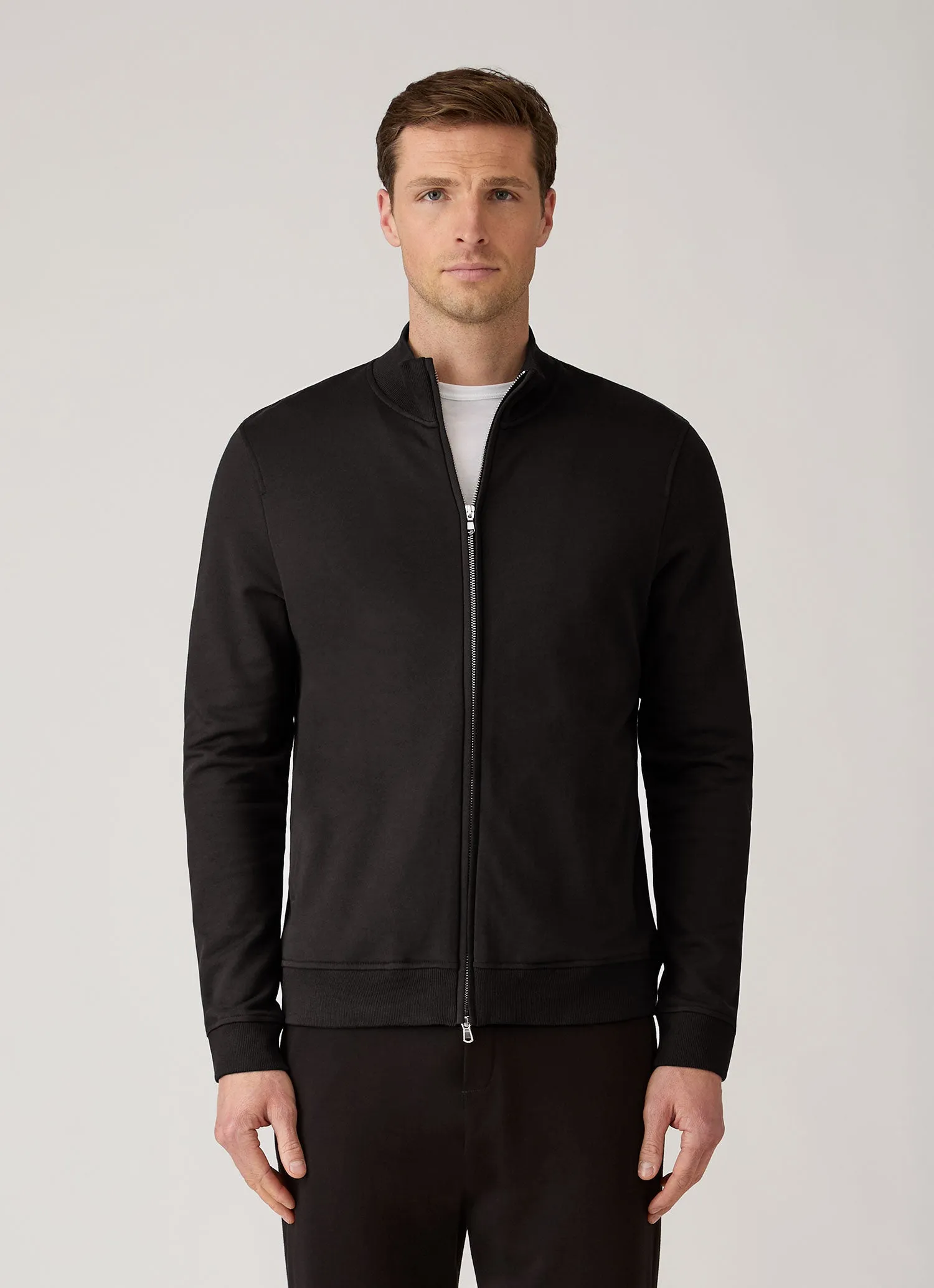 Men's Supima Loopback Zip Sweatshirt in Black sold by Sunspel product image thumbnail 2
