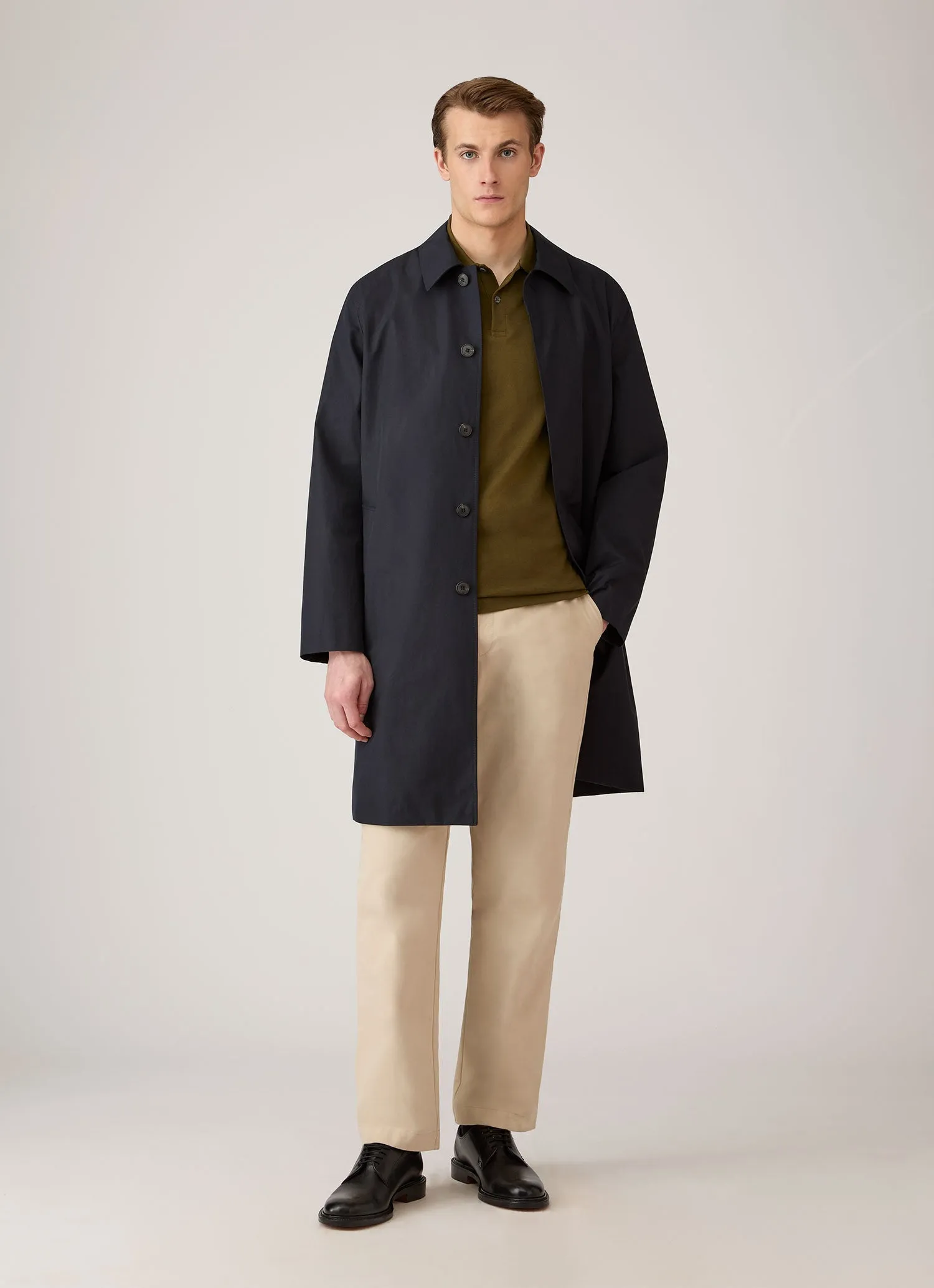 Men's Long Sleeve Piqué Polo Shirt in Loden Green sold by Sunspel product image thumbnail 3