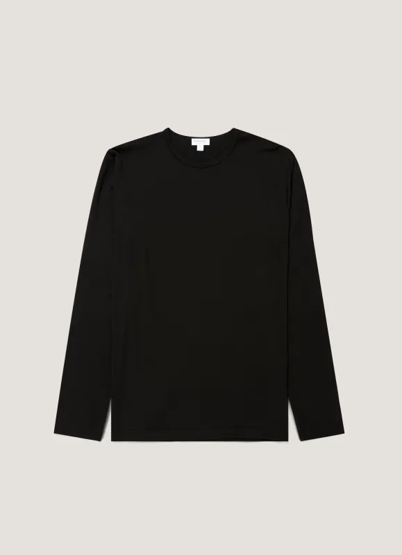 Men's Long Sleeve Tencel™ T-shirt in Black made by Sunspel