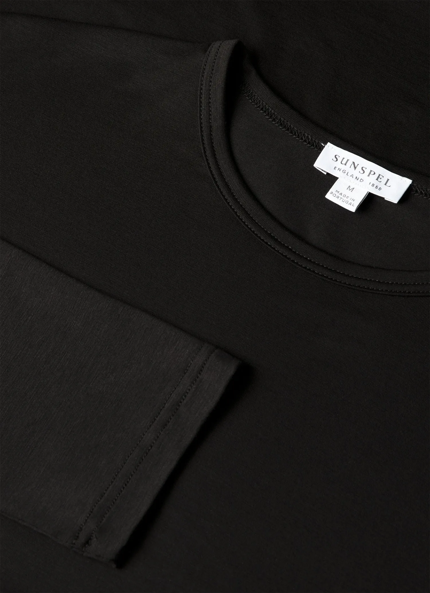 Men's Long Sleeve Tencel™ T-shirt in Black sold by Sunspel product image thumbnail 3