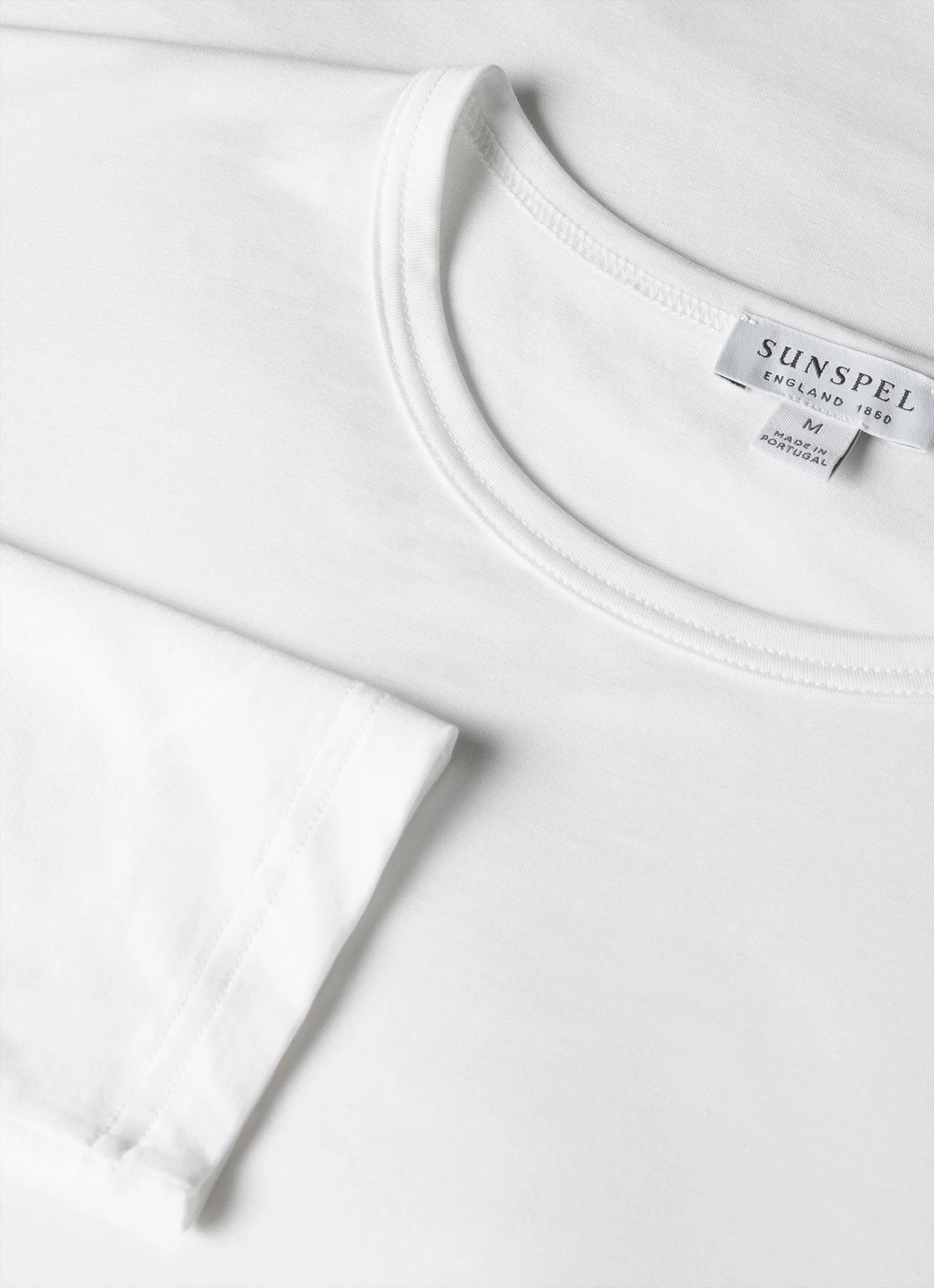 Men's Long Sleeve Tencel™ T-shirt in White sold by Sunspel product image thumbnail 3