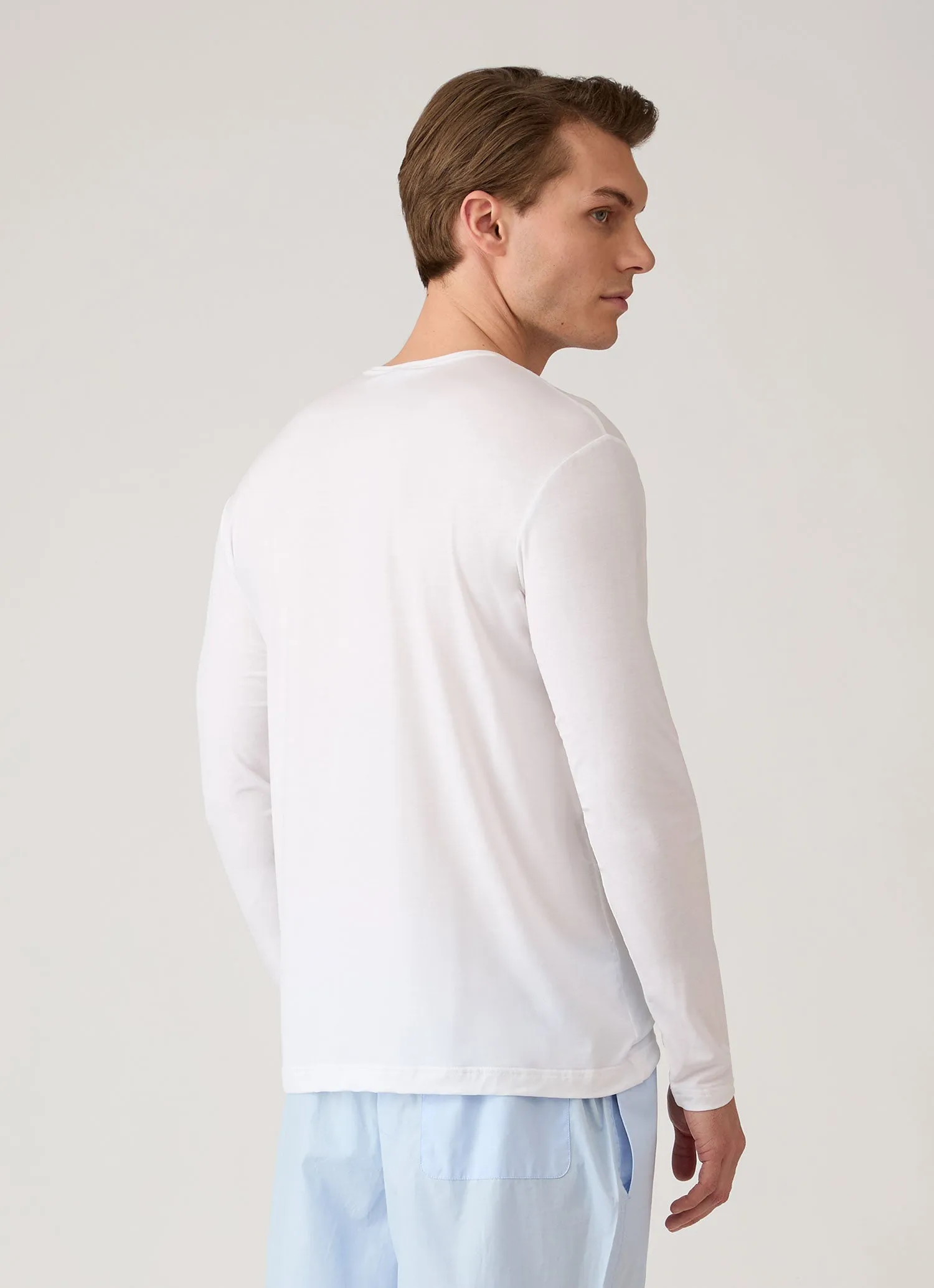Men's Long Sleeve Tencel™ T-shirt in White sold by Sunspel product image thumbnail 4
