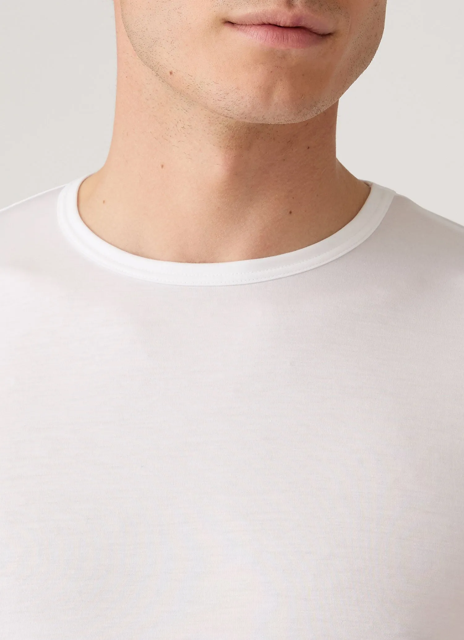 Men's Long Sleeve Tencel™ T-shirt in White sold by Sunspel product image thumbnail 5