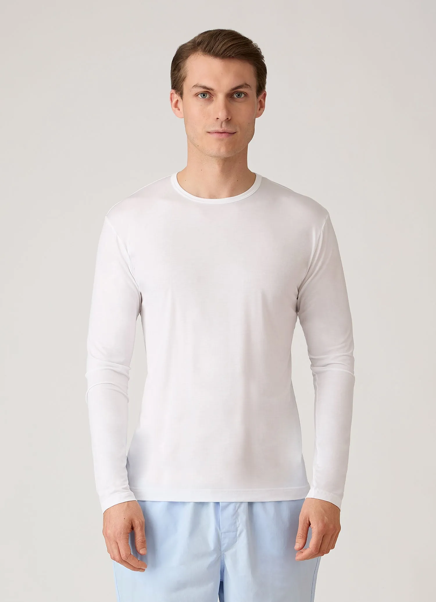 Men's Long Sleeve Tencel™ T-shirt in White sold by Sunspel product image thumbnail 2