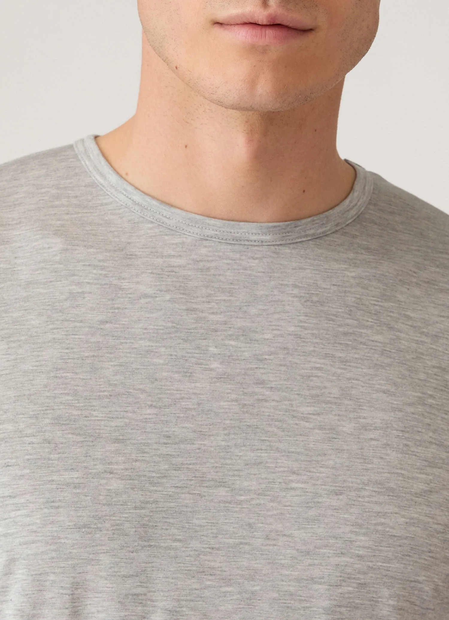 Men's Long Sleeve Tencel™ T-shirt in Grey Melange sold by Sunspel product image thumbnail 5
