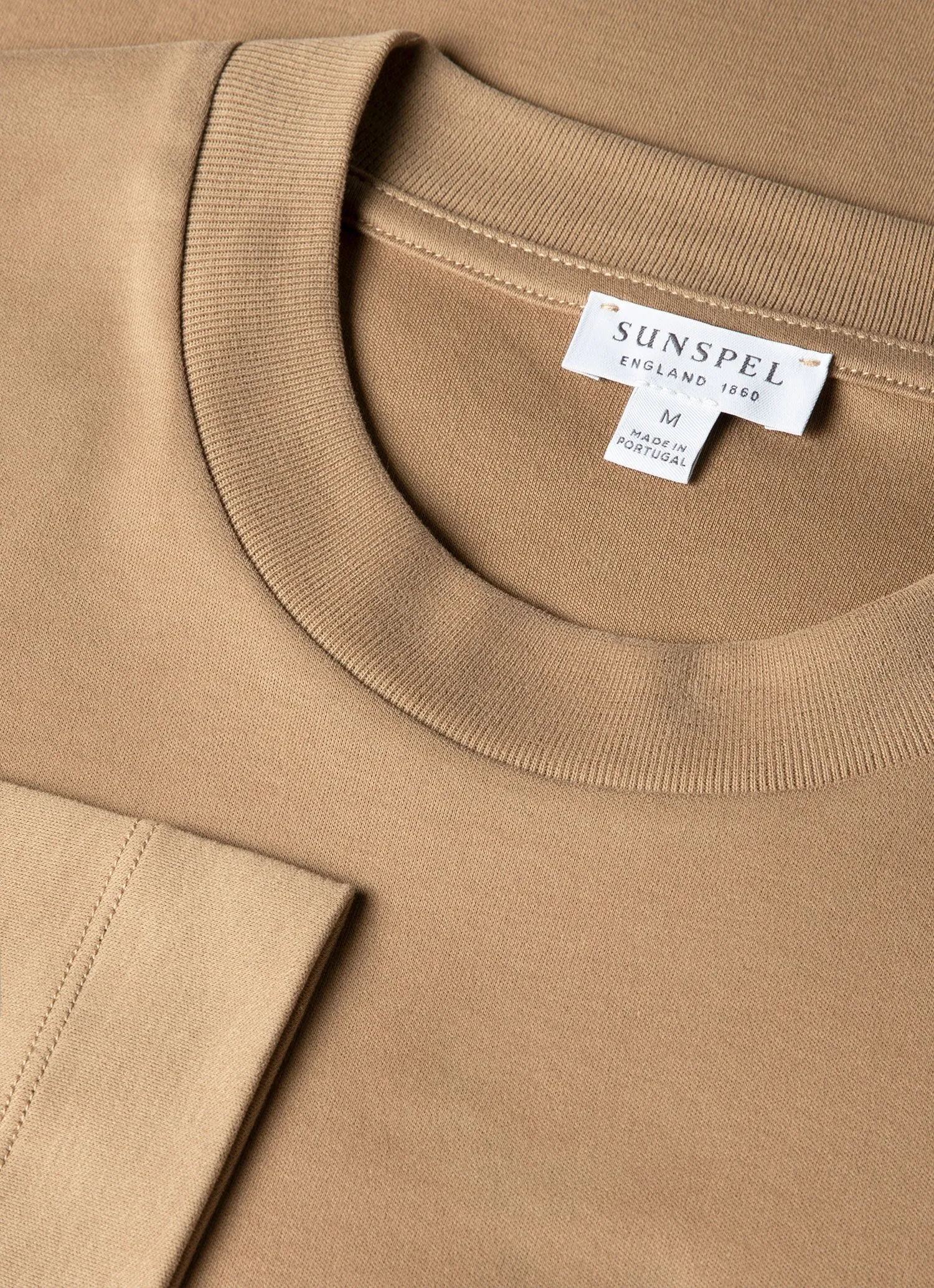 Men's Long Sleeve Heavyweight T-shirt in Dark Beige sold by Sunspel product image thumbnail 4