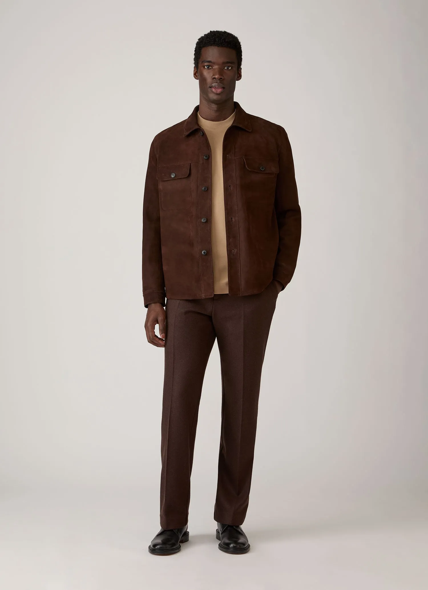 Men's Long Sleeve Heavyweight T-shirt in Dark Beige sold by Sunspel product image thumbnail 3