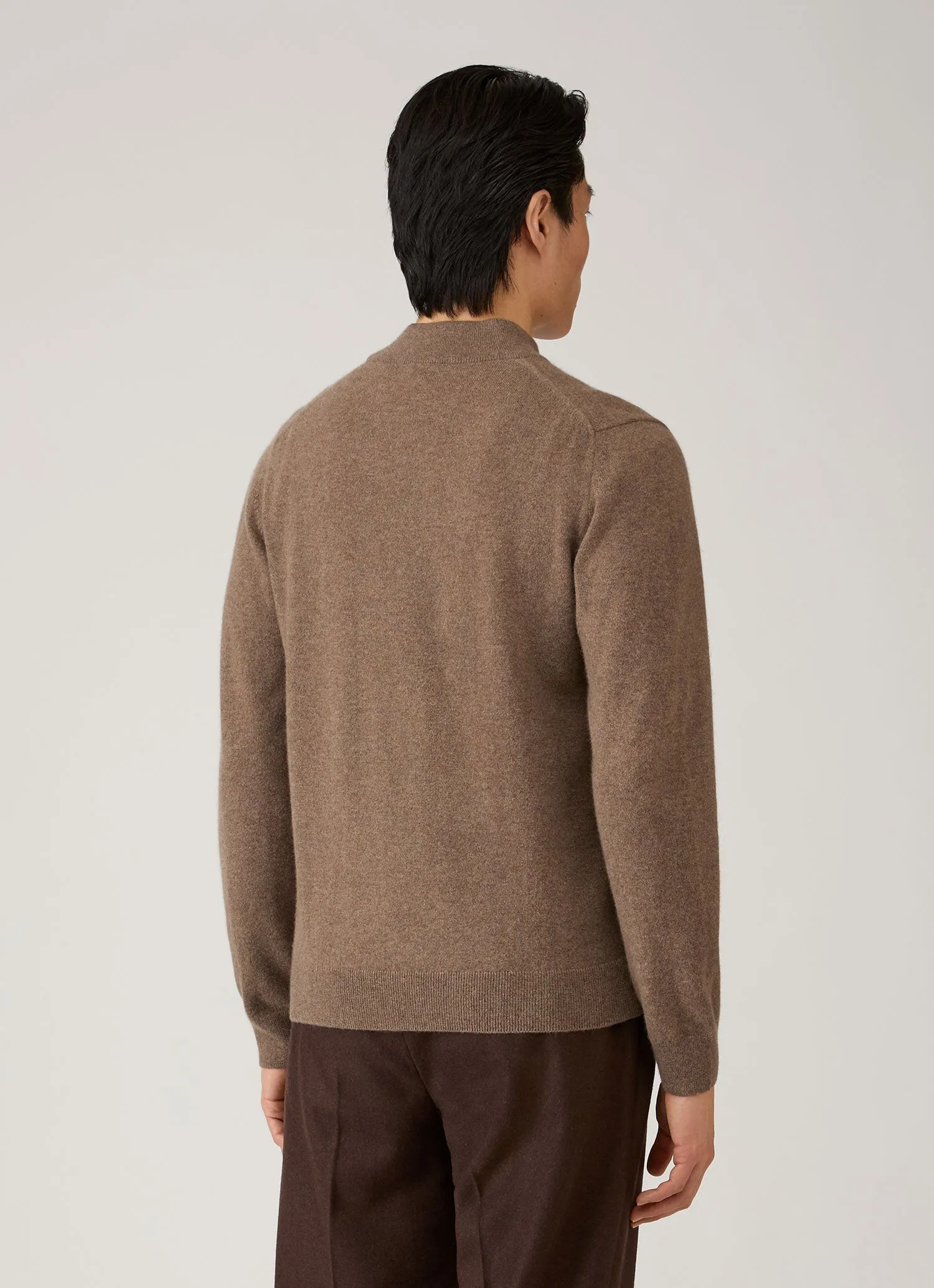 Men's Cashmere Half Zip Jumper in Taupe sold by Sunspel product image thumbnail 5