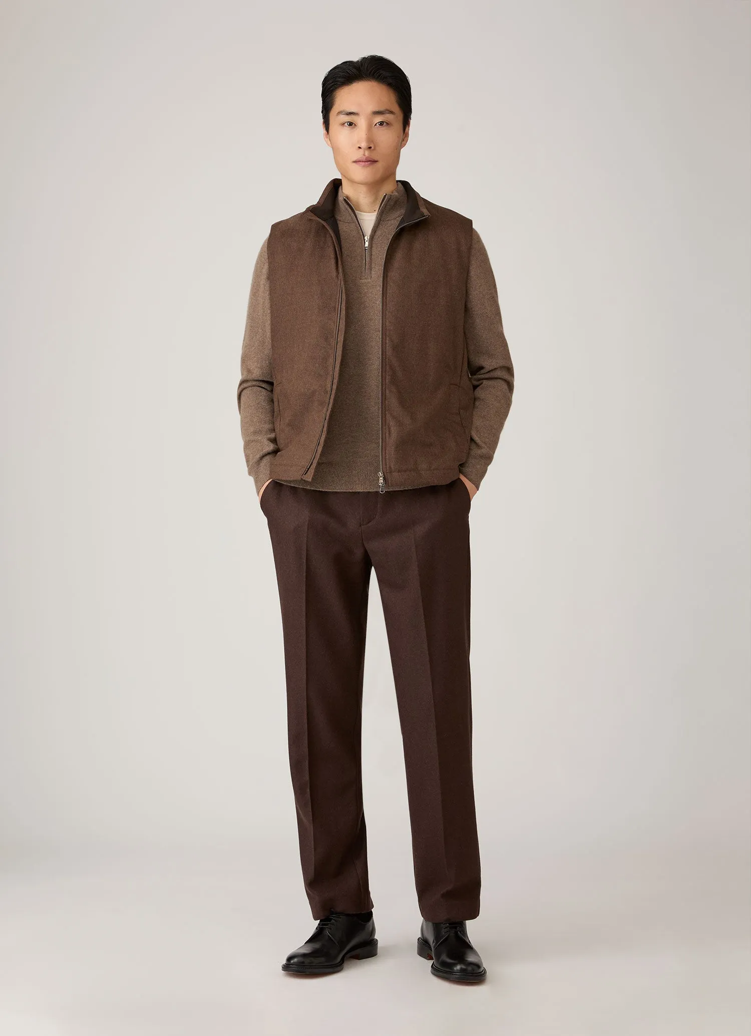 Men's Cashmere Half Zip Jumper in Taupe sold by Sunspel product image thumbnail 3