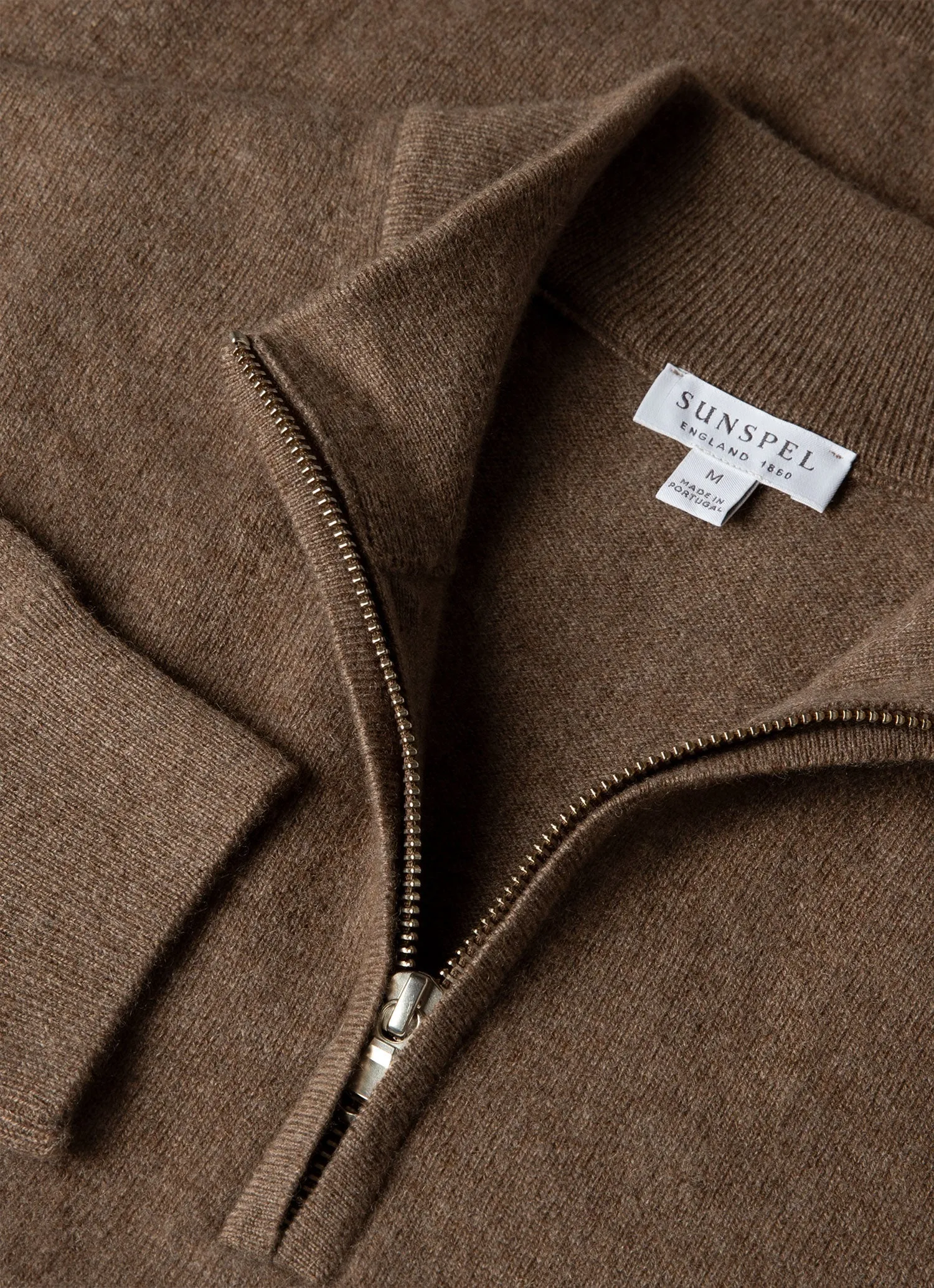 Men's Cashmere Half Zip Jumper in Taupe sold by Sunspel product image thumbnail 4