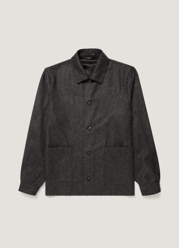 Men's Wool Twill Chore Jacket in Charcoal Melange made by Sunspel
