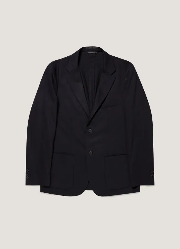 Men's Wool Cashmere Flannel Blazer in Navy made by Sunspel