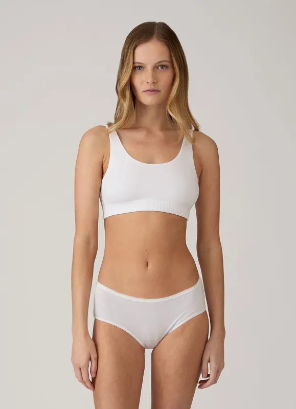 Women's Tencel™ Scoop Bralette in White made by Sunspel